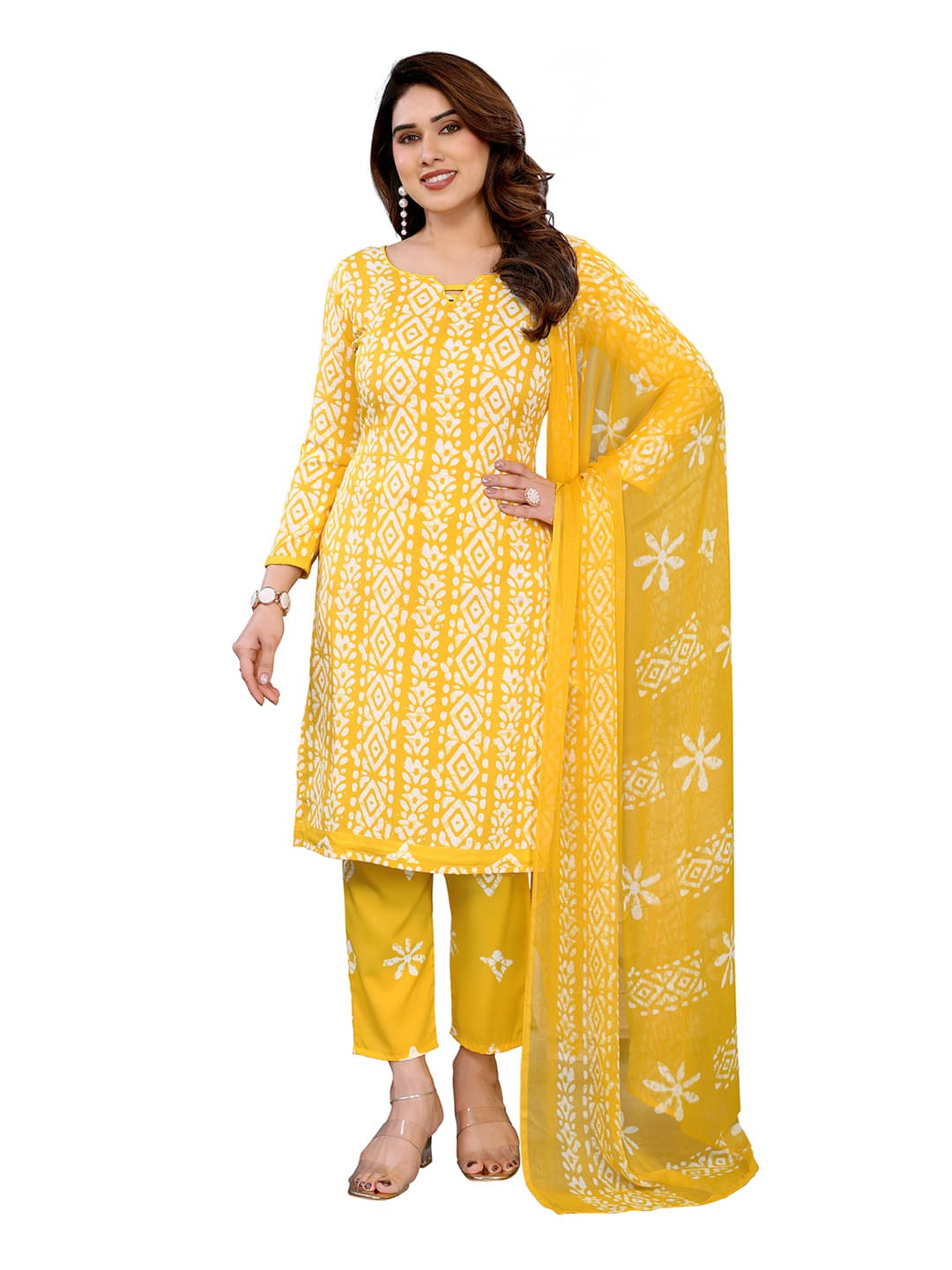     			Kashvi Sarees Women Crepe Unstitched Dress Material ( YELLOW )
