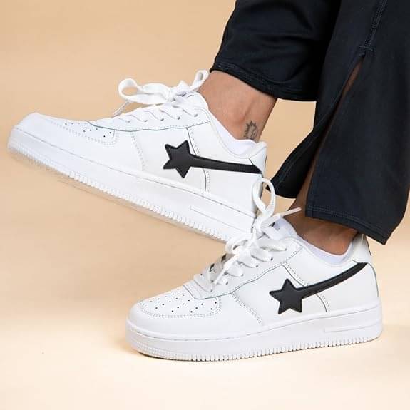 NILATIN White Star Design Fashion Sneakers White Men's Sneakers NILATIN White Star Design Fashion Sneakers White Men's Sneakers