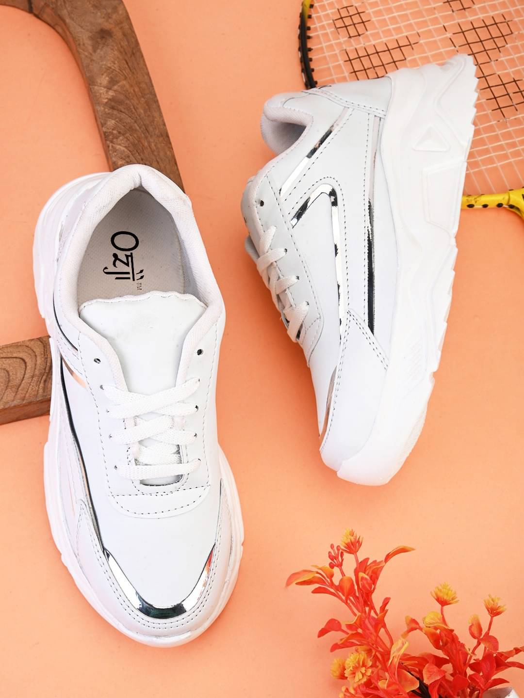     			OZJI White Women's Sneakers