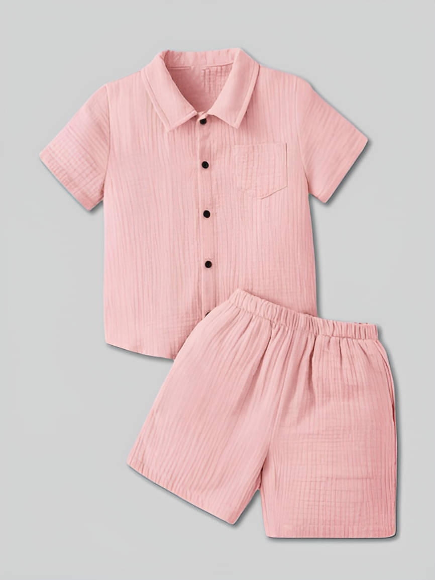     			Ocvito Pack of 1 Boys Cotton T-Shirt & Shorts Set ( Pink )