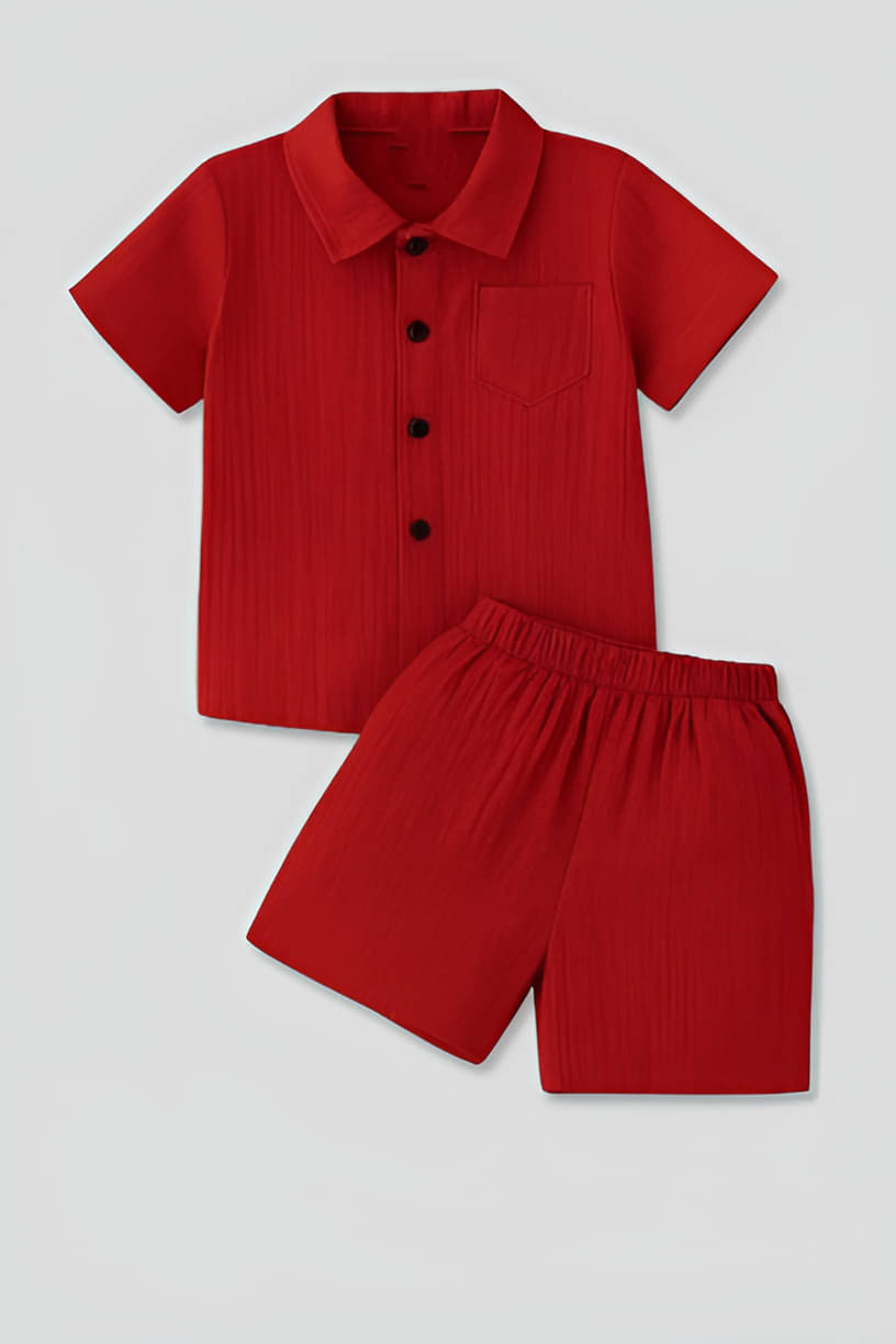     			Ocvito Pack of 1 Boys Cotton T-Shirt & Shorts Set ( Red )