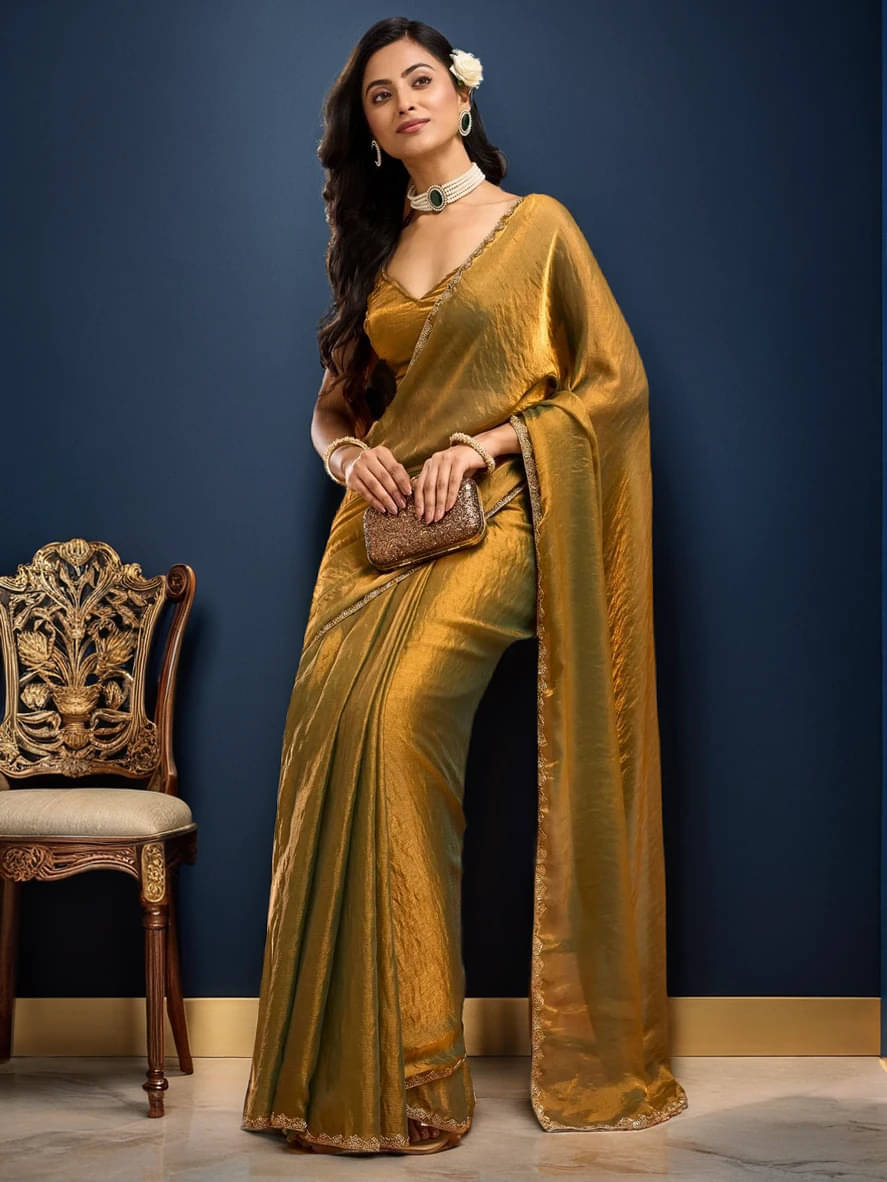     			Prazvika Chiffon Embroidered Jamdani Saree With Unstitched Blouse Piece ( Yellow )