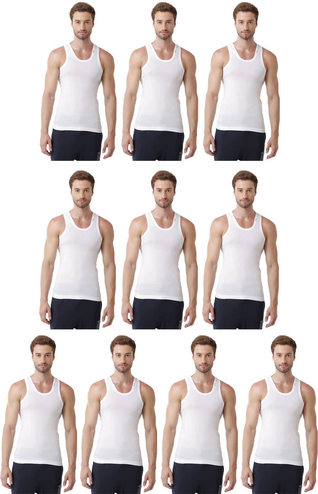     			Rupa Frontline Pack of 10 Cotton Basic Vest For Men ( White )