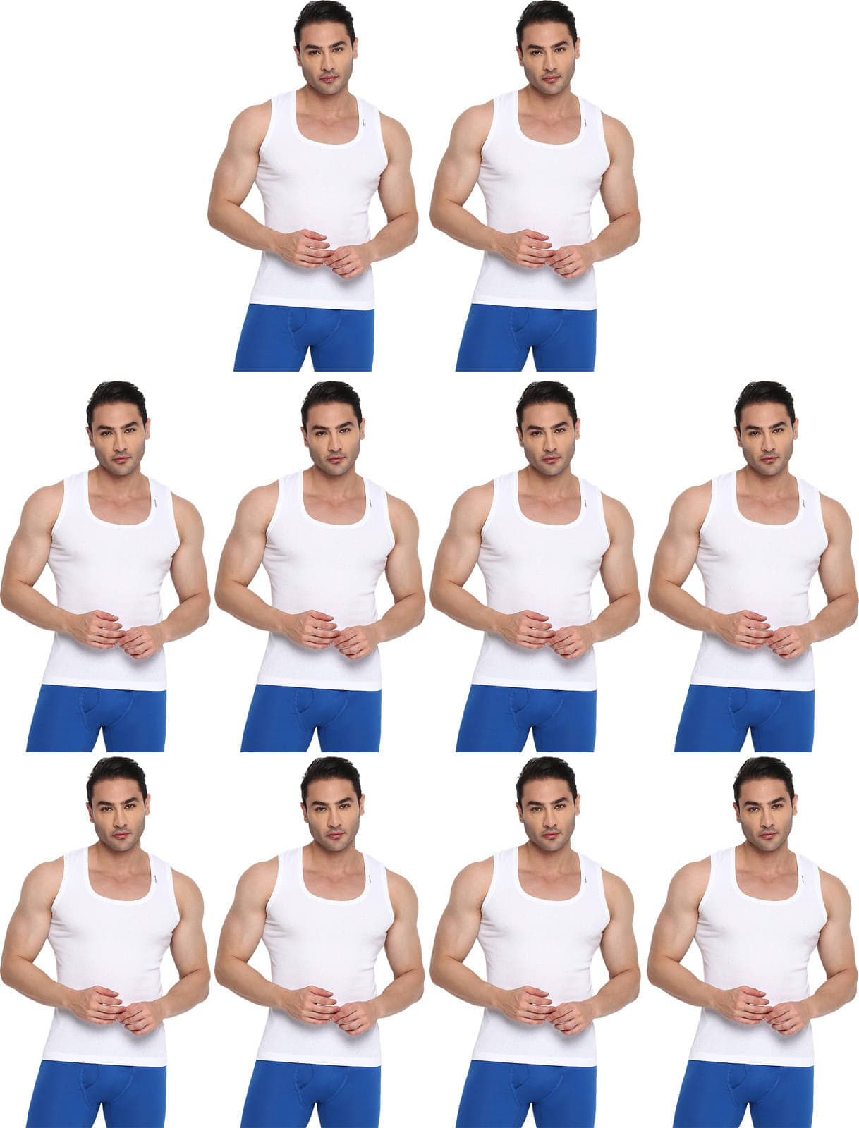     			Rupa Frontline Pack of 10 Cotton Basic Vest For Men ( White )