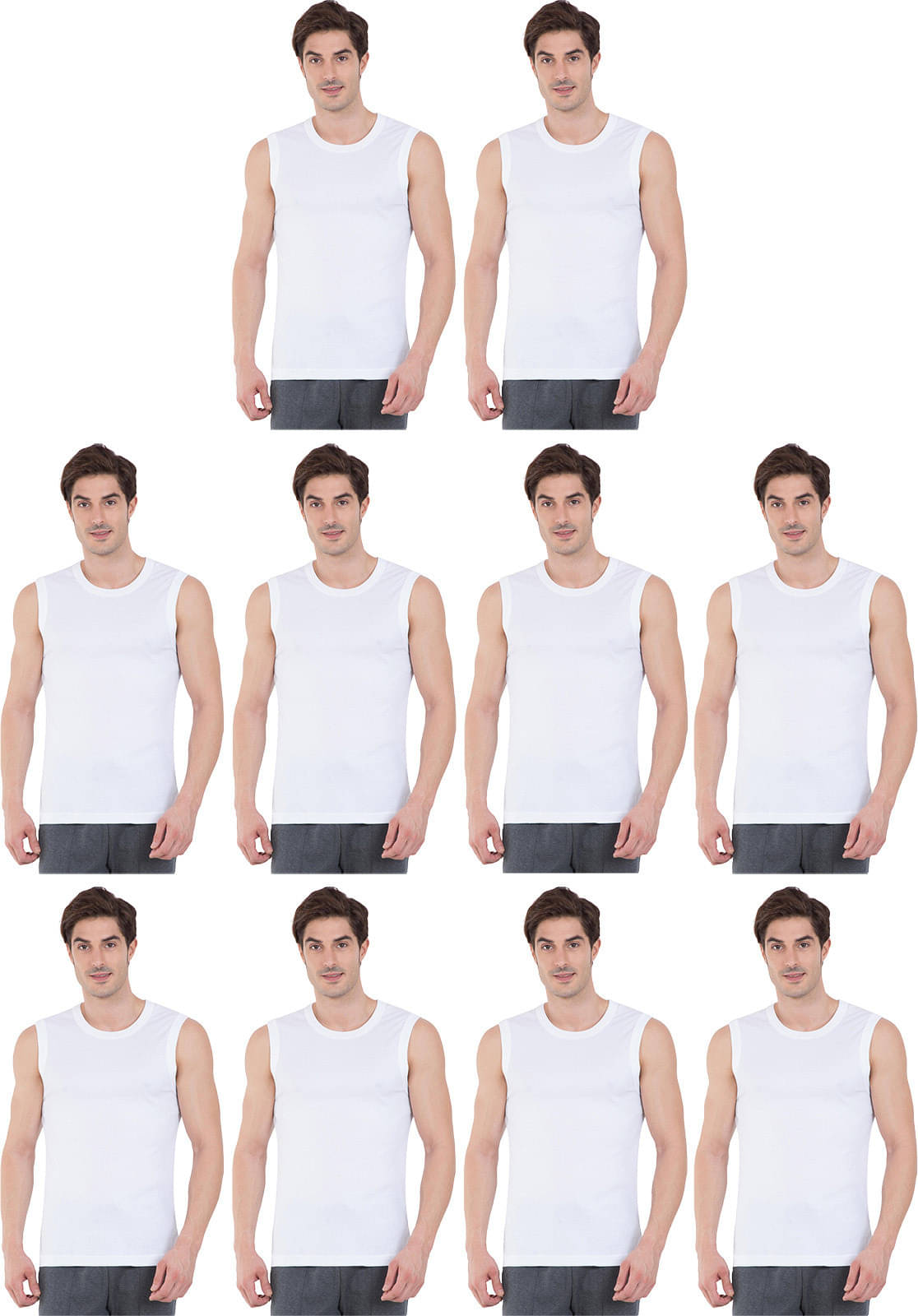     			Rupa Frontline Pack of 10 Cotton Basic Vest For Men ( Multicolor )