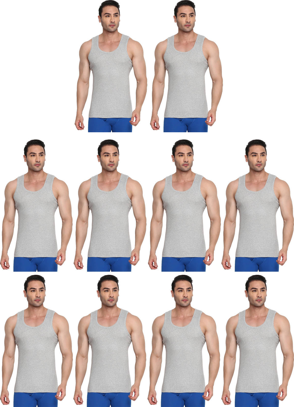 Rupa Frontline Pack of 10 Cotton Basic Vest For Men ( Grey ) Rupa Frontline Pack of 10 Cotton Basic Vest For Men ( Grey )