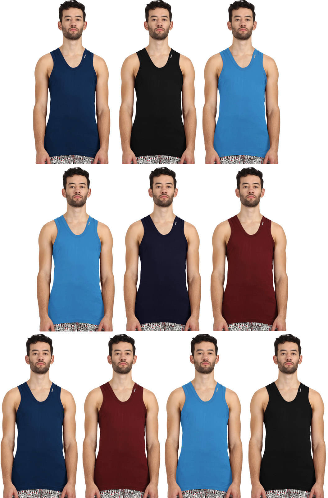 Rupa Frontline Pack of 10 Cotton Basic Vest For Men ( Multicolor ) Rupa Frontline Pack of 10 Cotton Basic Vest For Men ( Multicolor )