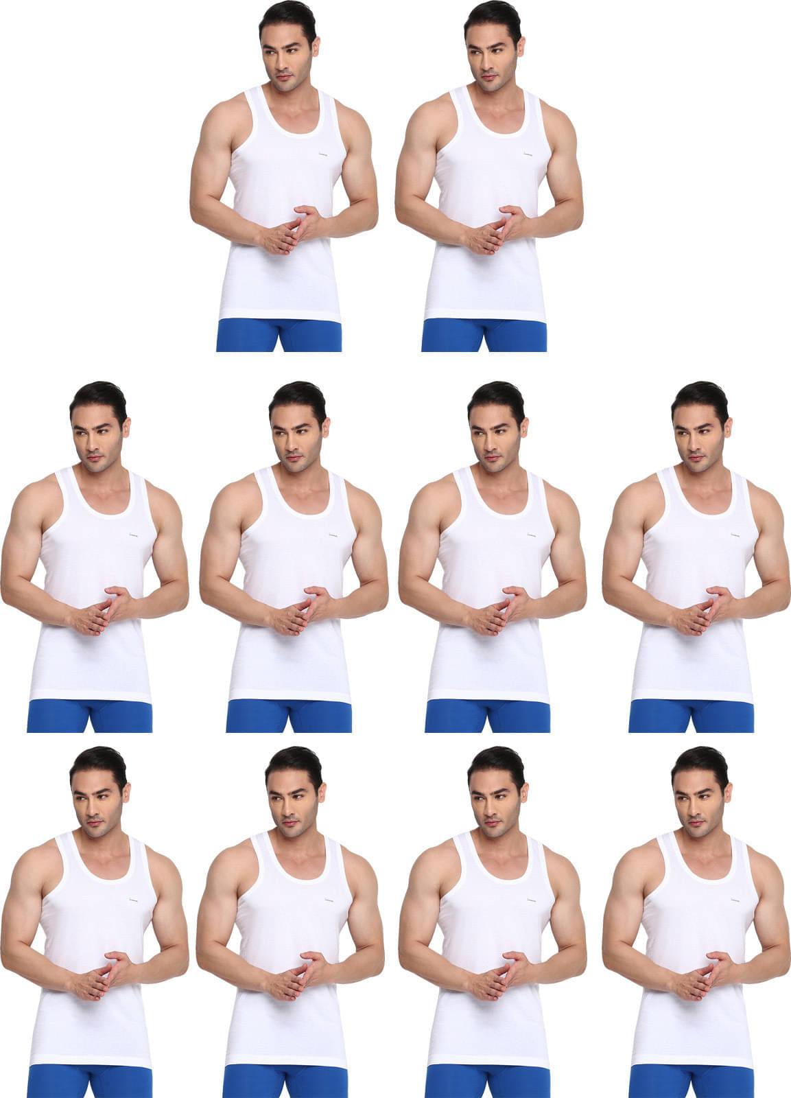 Rupa Frontline Pack of 10 Cotton Basic Vest For Men ( White ) Rupa Frontline Pack of 10 Cotton Basic Vest For Men ( White )