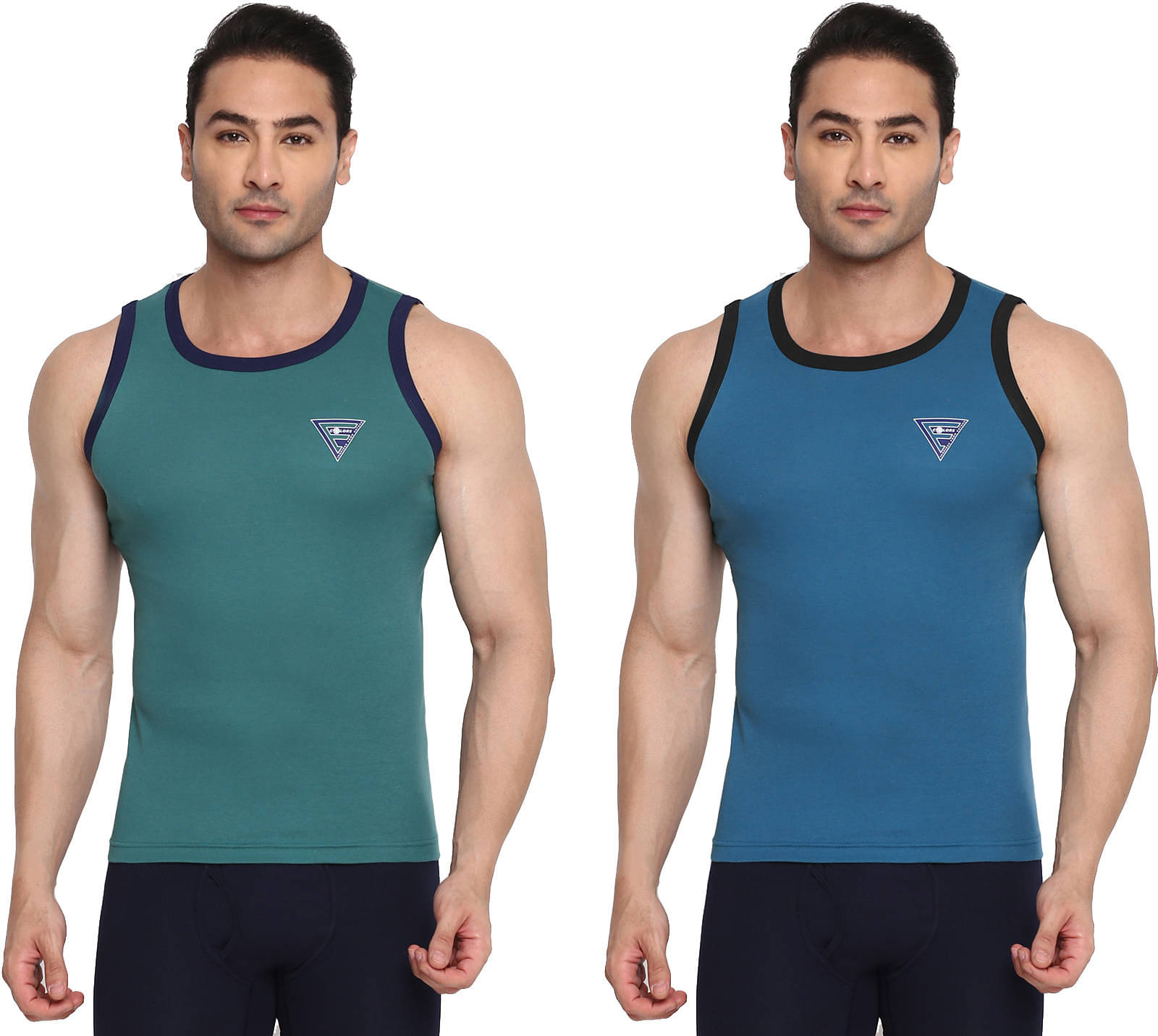     			Rupa Frontline Pack of 2 Cotton Basic Vest For Men ( Multicolor )