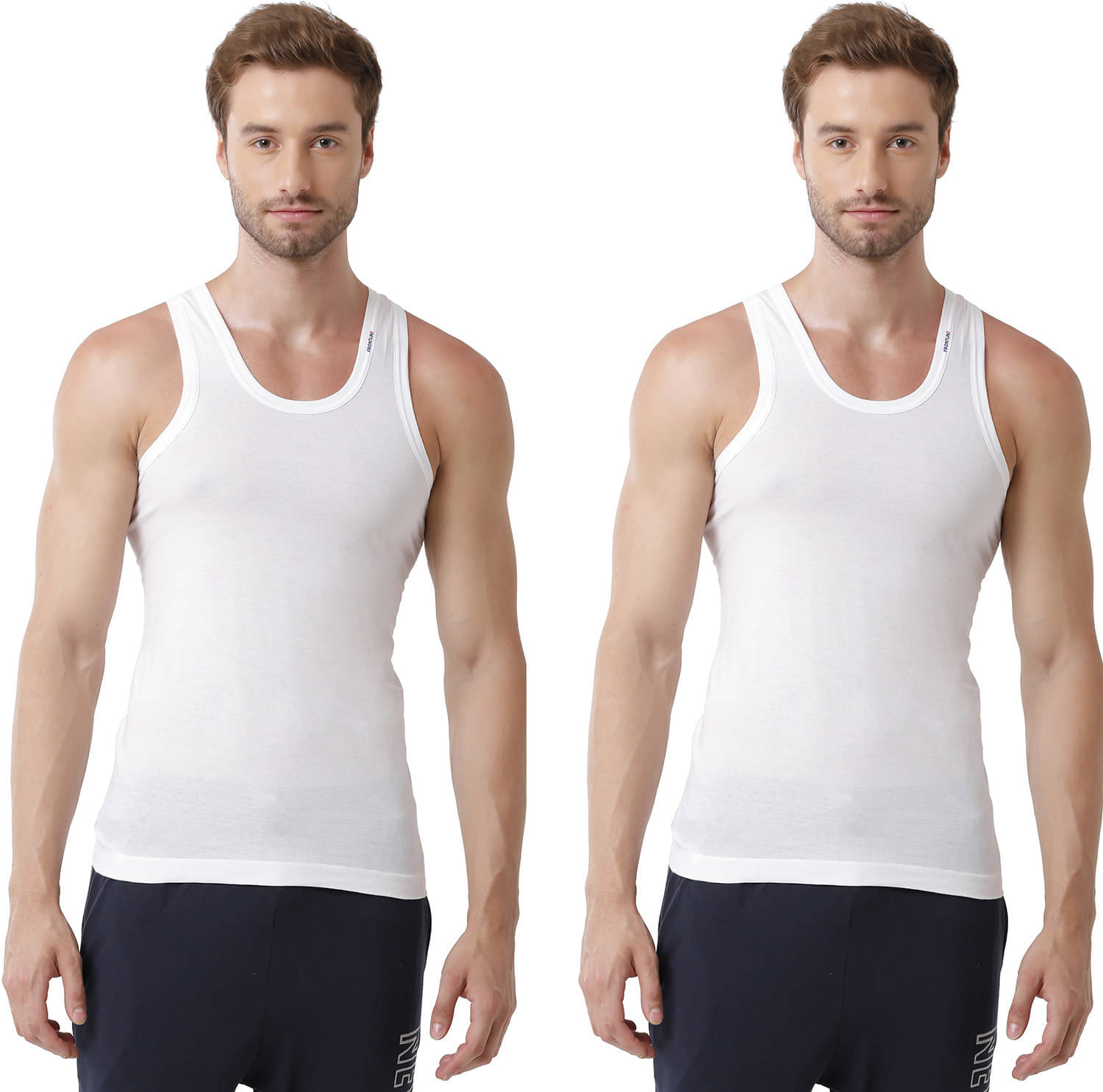     			Rupa Frontline Pack of 2 Cotton Basic Vest For Men ( White )