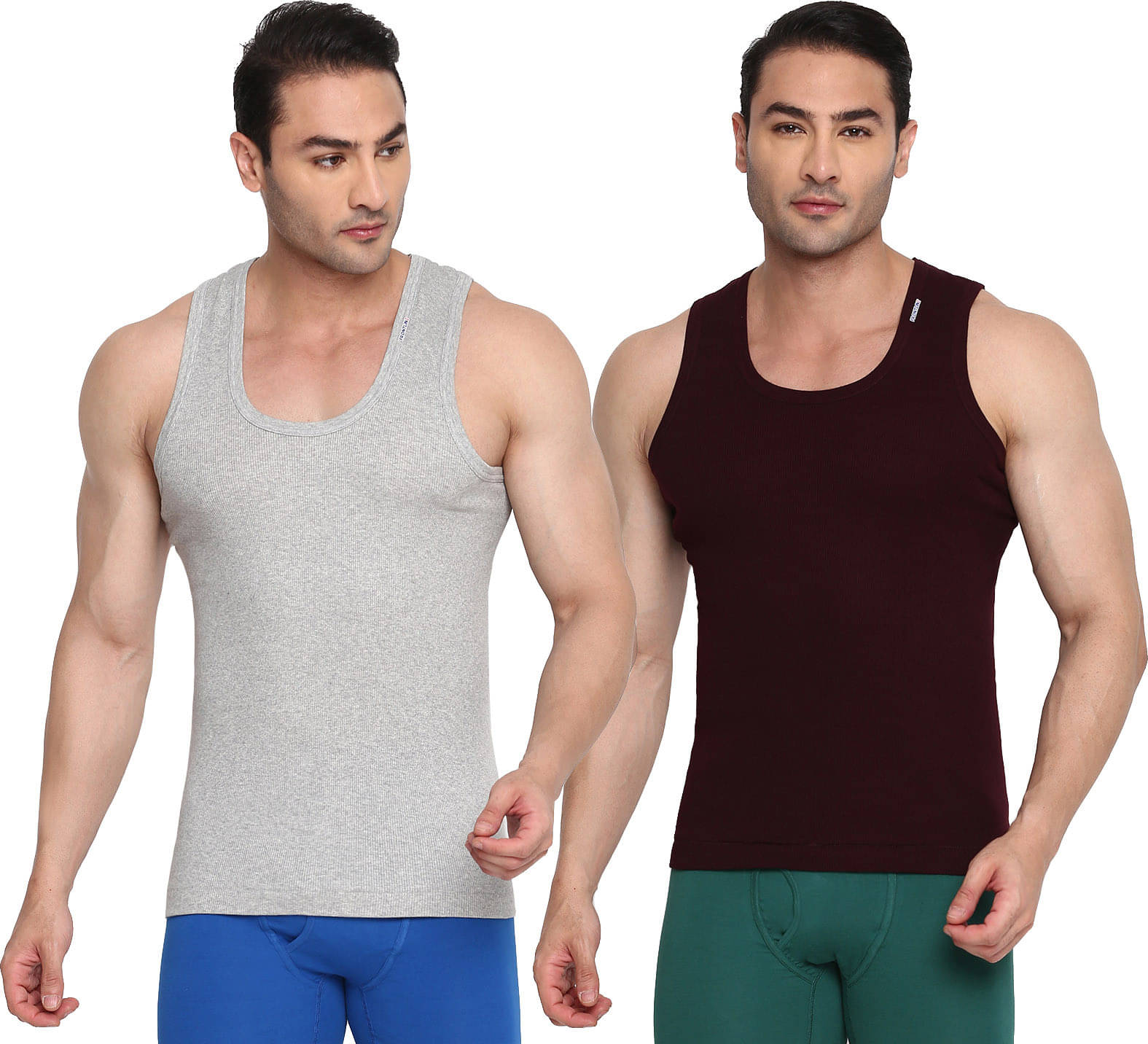     			Rupa Frontline Pack of 2 Cotton Basic Vest For Men ( Multicolor )