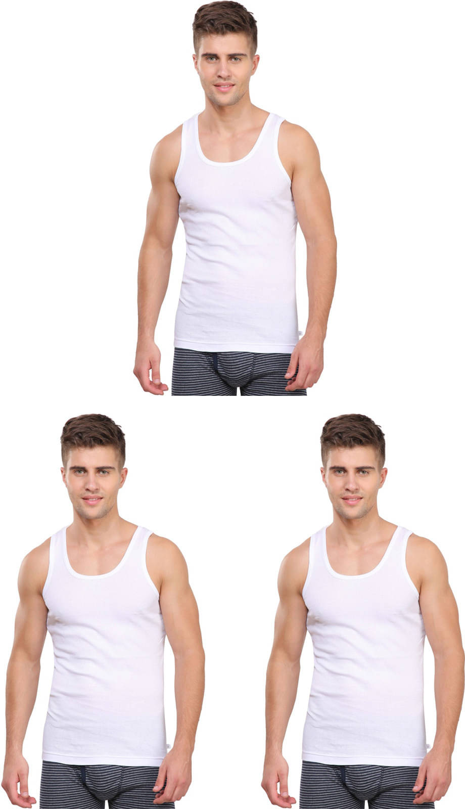 Rupa Frontline Pack of 3 Cotton Basic Vest For Men ( White ) Rupa Frontline Pack of 3 Cotton Basic Vest For Men ( White )