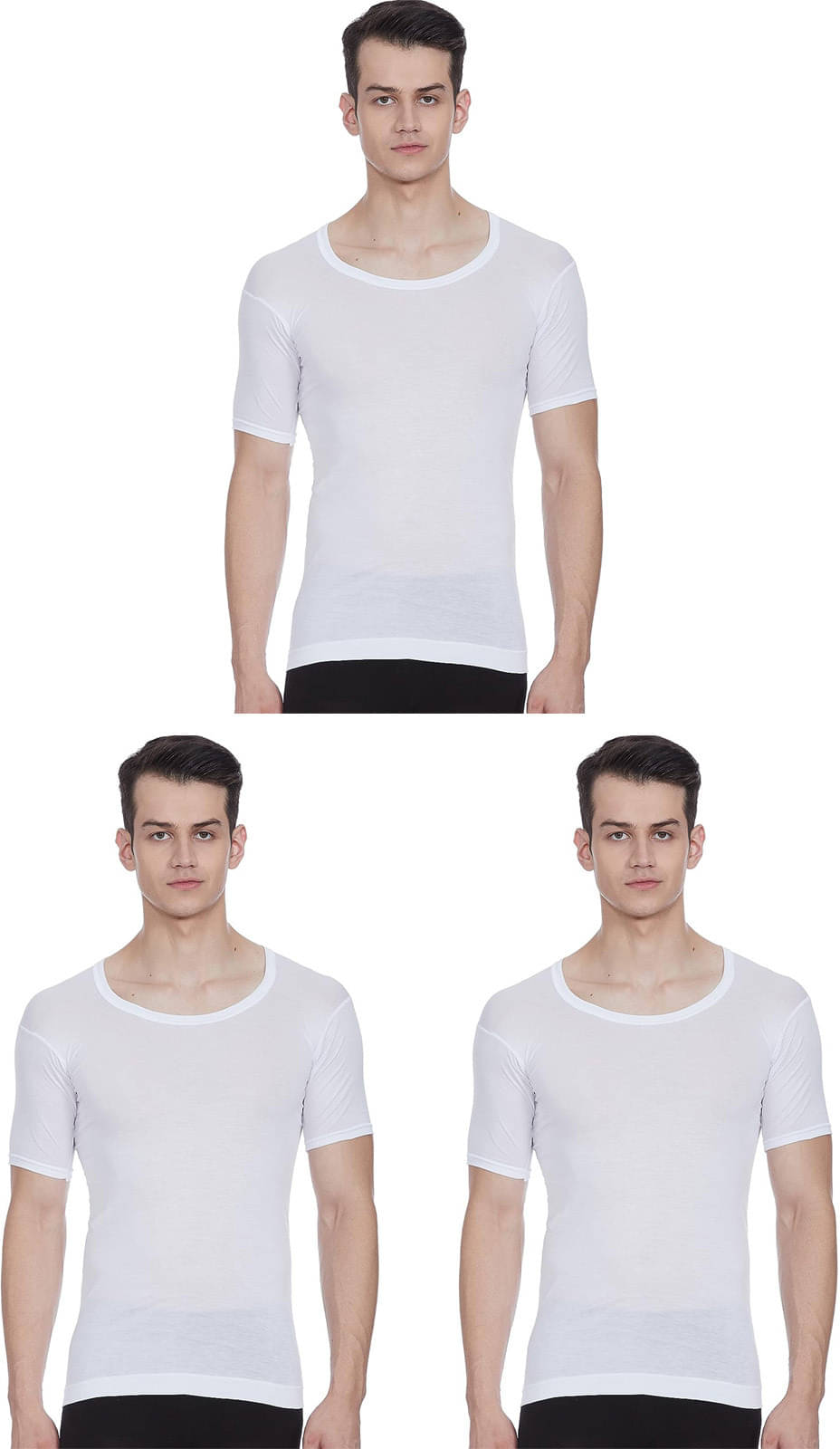 Rupa Frontline Pack of 3 Cotton Basic Vest For Men ( White ) Rupa Frontline Pack of 3 Cotton Basic Vest For Men ( White )