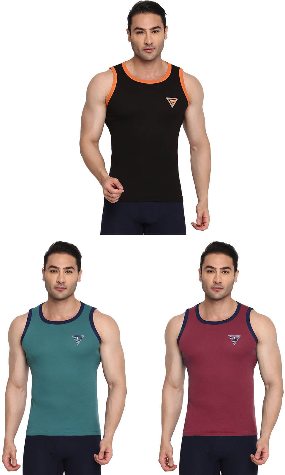 Rupa Frontline Pack of 3 Cotton Basic Vest For Men ( Multicolor )     			Rupa Frontline Pack of 3 Cotton Basic Vest For Men ( Multicolor )