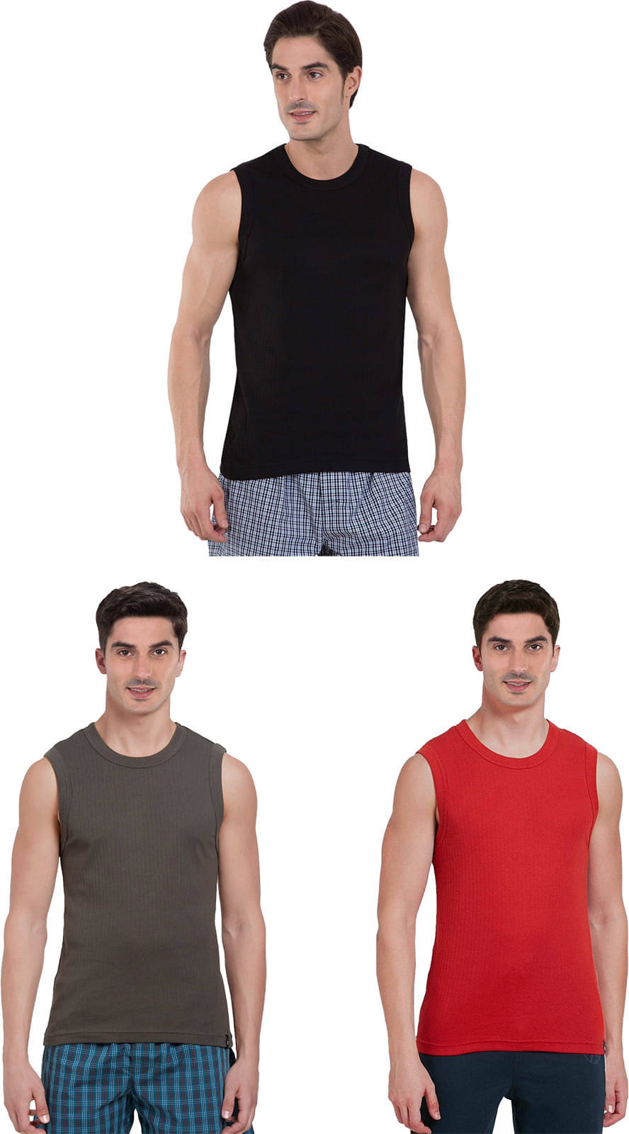     			Rupa Frontline Pack of 3 Cotton Basic Vest For Men ( Multicolor )
