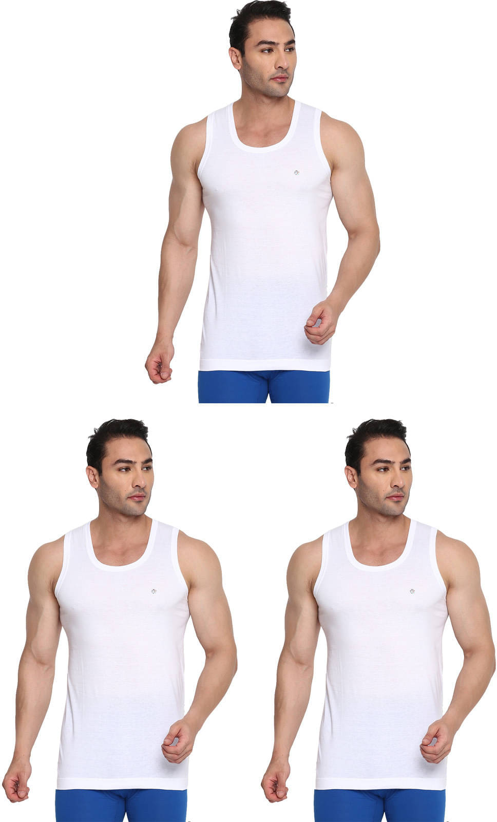 Rupa Frontline Pack of 3 Cotton Basic Vest For Men ( White ) Rupa Frontline Pack of 3 Cotton Basic Vest For Men ( White )