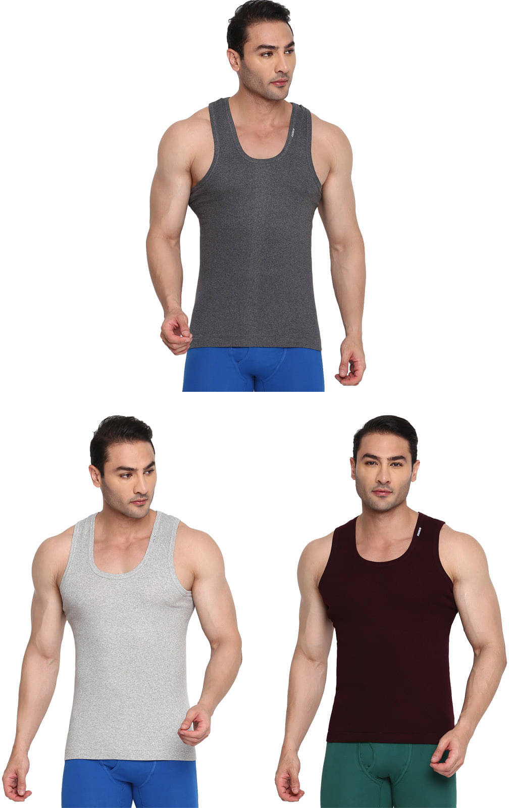 Rupa Frontline Pack of 3 Cotton Basic Vest For Men ( Multicolor ) Rupa Frontline Pack of 3 Cotton Basic Vest For Men ( Multicolor )