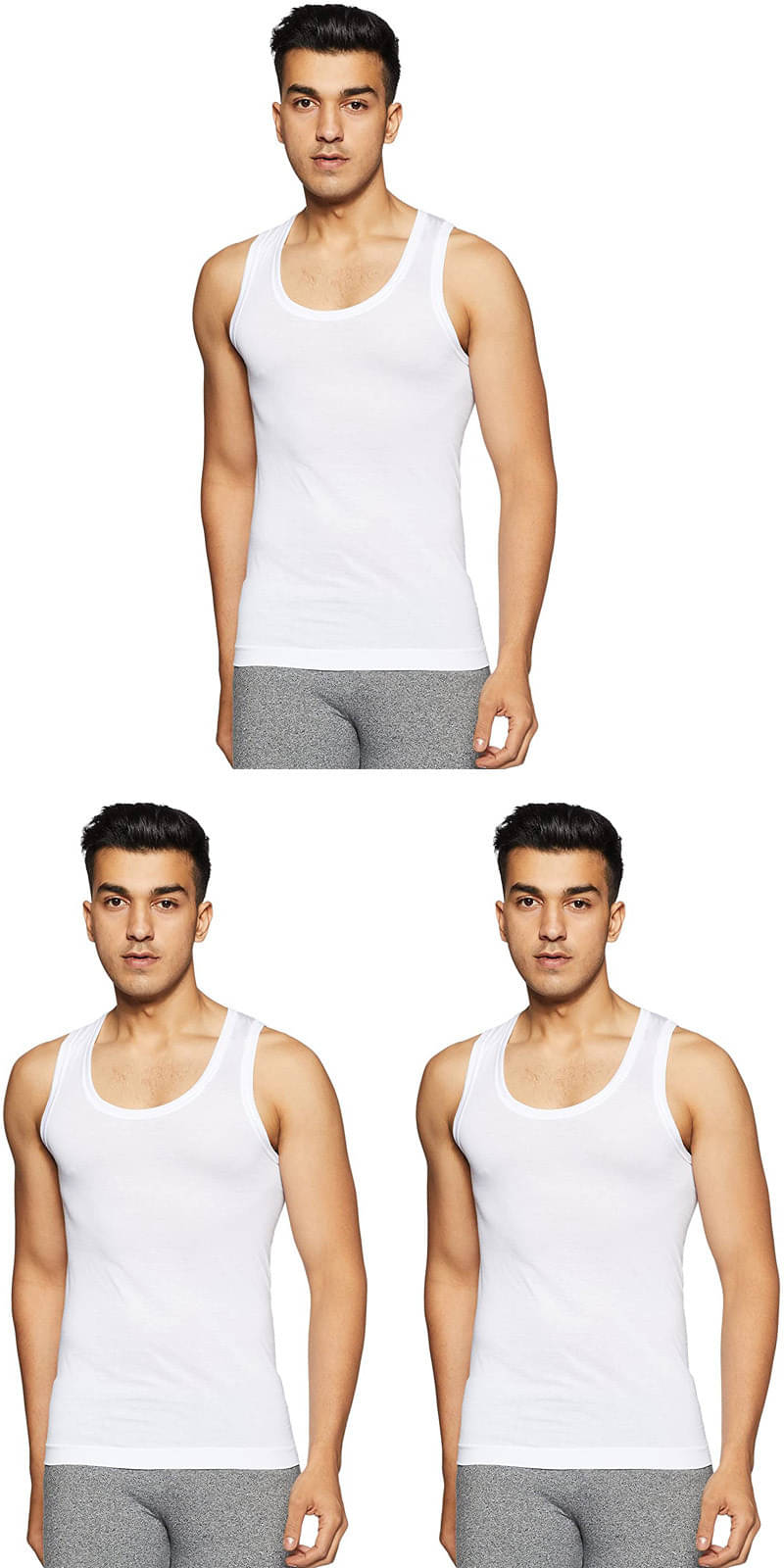 Rupa Frontline Pack of 3 Cotton Basic Vest For Men ( White ) Rupa Frontline Pack of 3 Cotton Basic Vest For Men ( White )