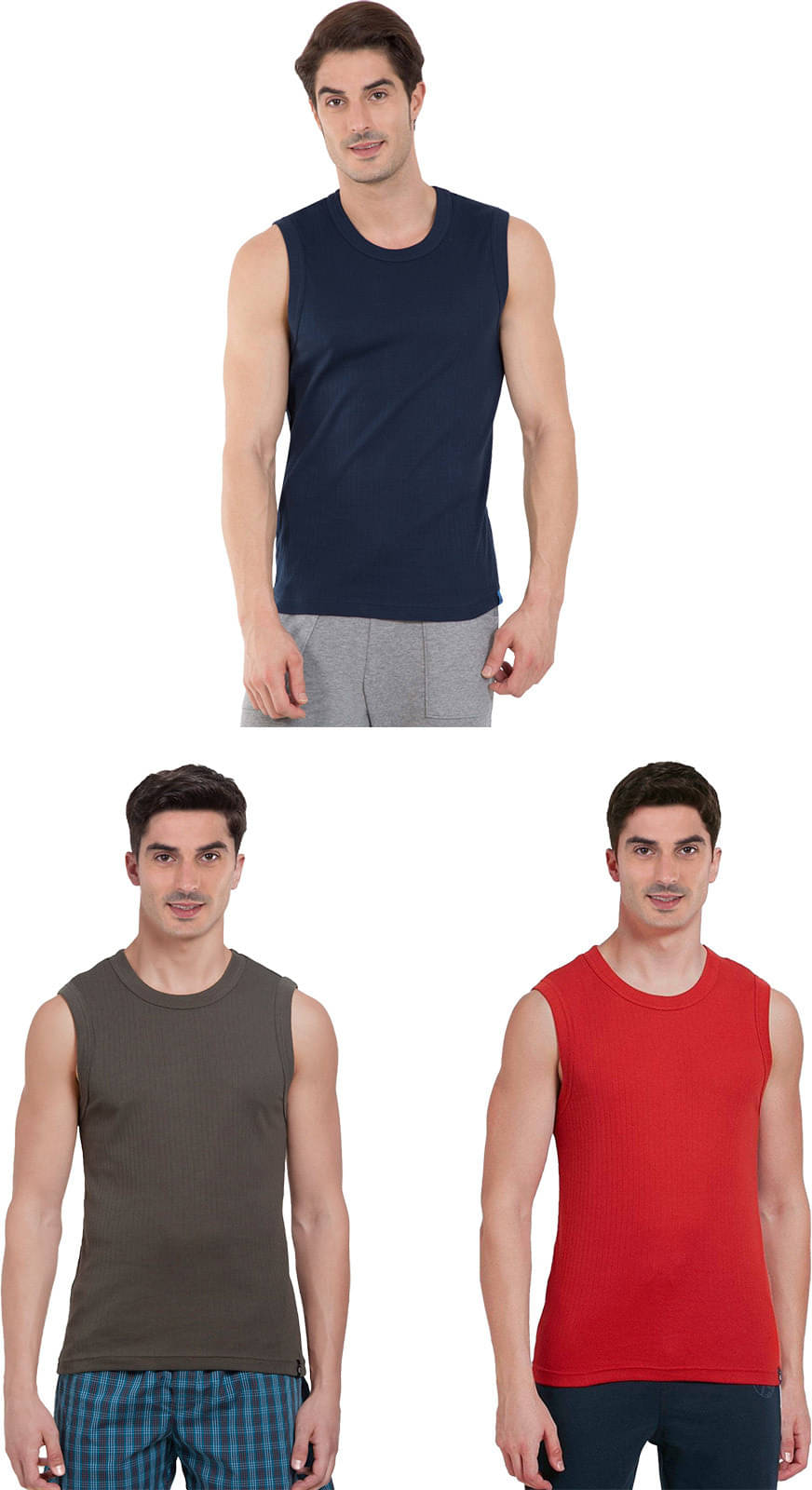     			Rupa Frontline Pack of 3 Cotton Basic Vest For Men ( Multicolor )