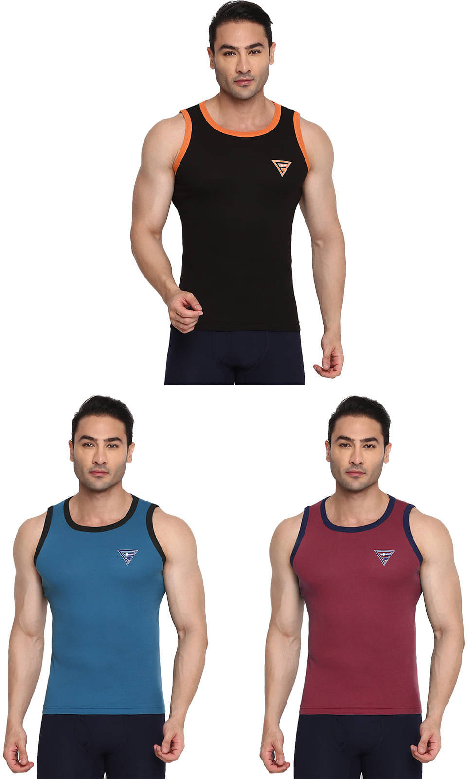 Rupa Frontline Pack of 3 Cotton Basic Vest For Men ( Multicolor ) Rupa Frontline Pack of 3 Cotton Basic Vest For Men ( Multicolor )