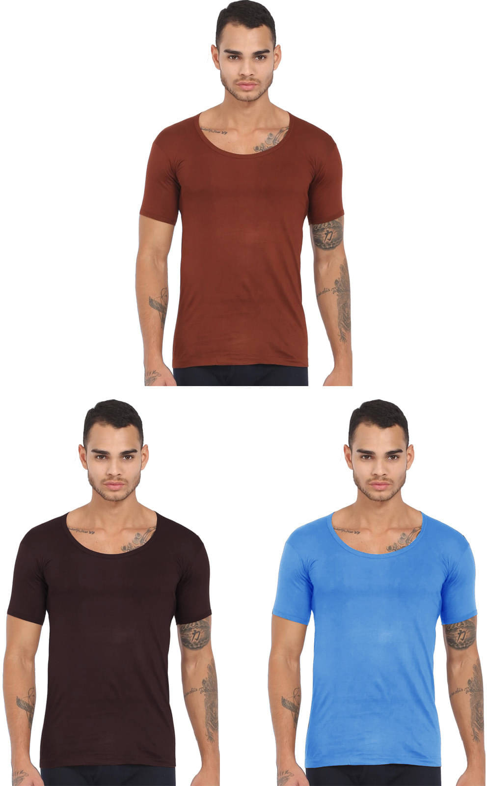 Rupa Frontline Pack of 3 Cotton Basic Vest For Men ( Multicolor ) Rupa Frontline Pack of 3 Cotton Basic Vest For Men ( Multicolor )