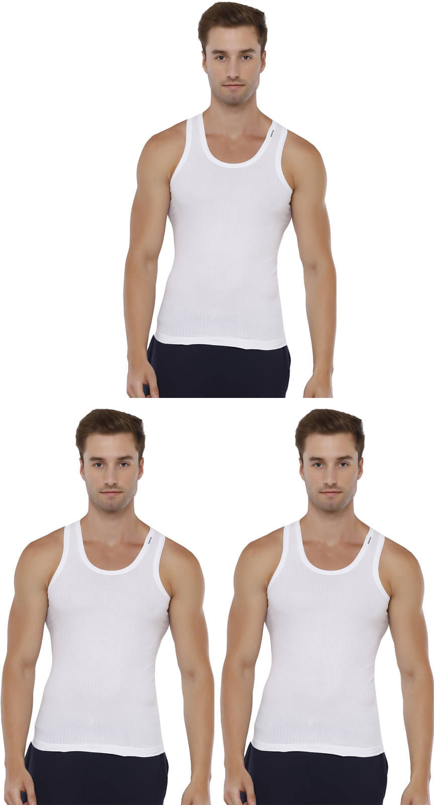 Rupa Frontline Pack of 3 Cotton Basic Vest For Men ( White ) Rupa Frontline Pack of 3 Cotton Basic Vest For Men ( White )