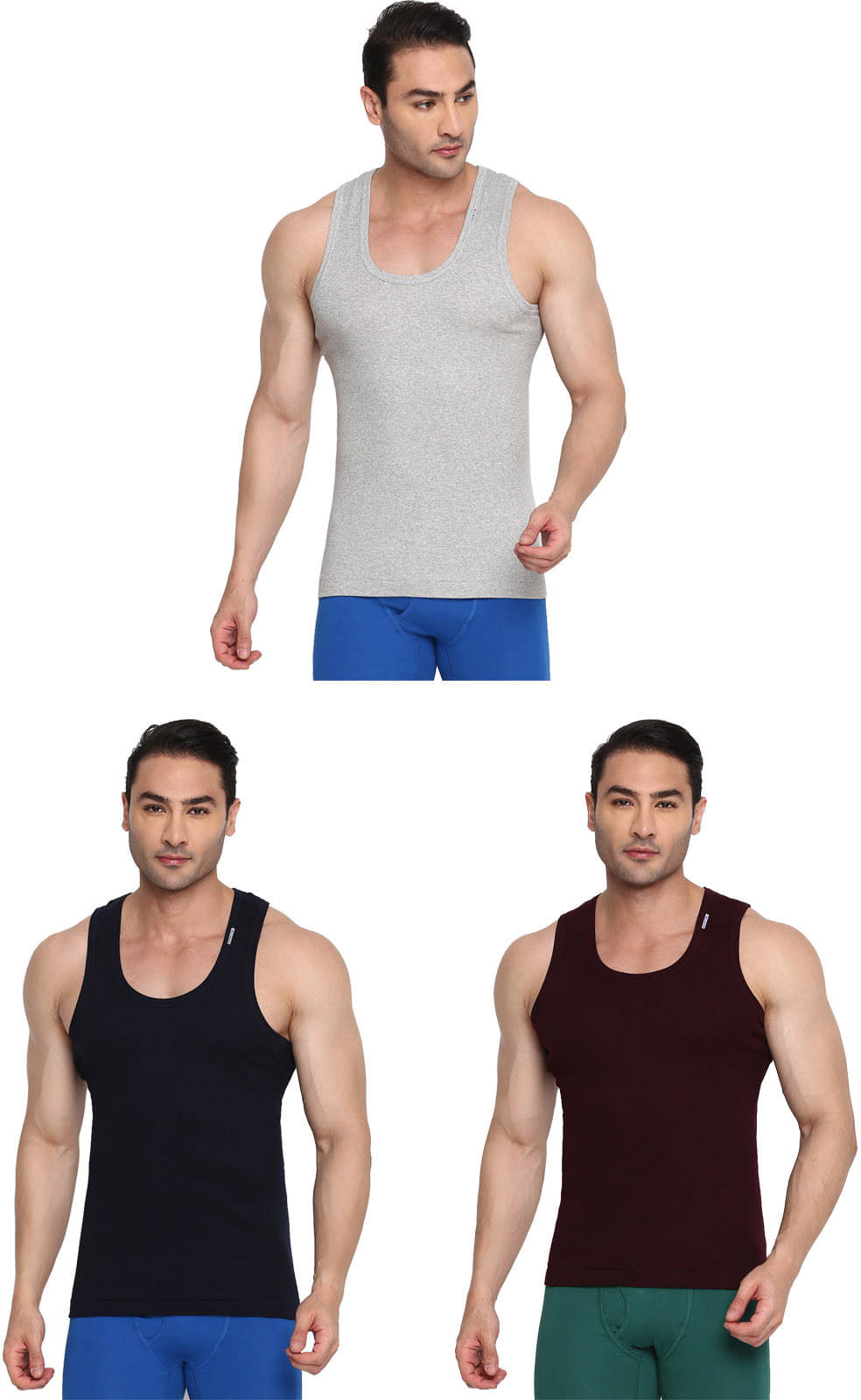 Rupa Frontline Pack of 3 Cotton Basic Vest For Men ( Multicolor ) Rupa Frontline Pack of 3 Cotton Basic Vest For Men ( Multicolor )