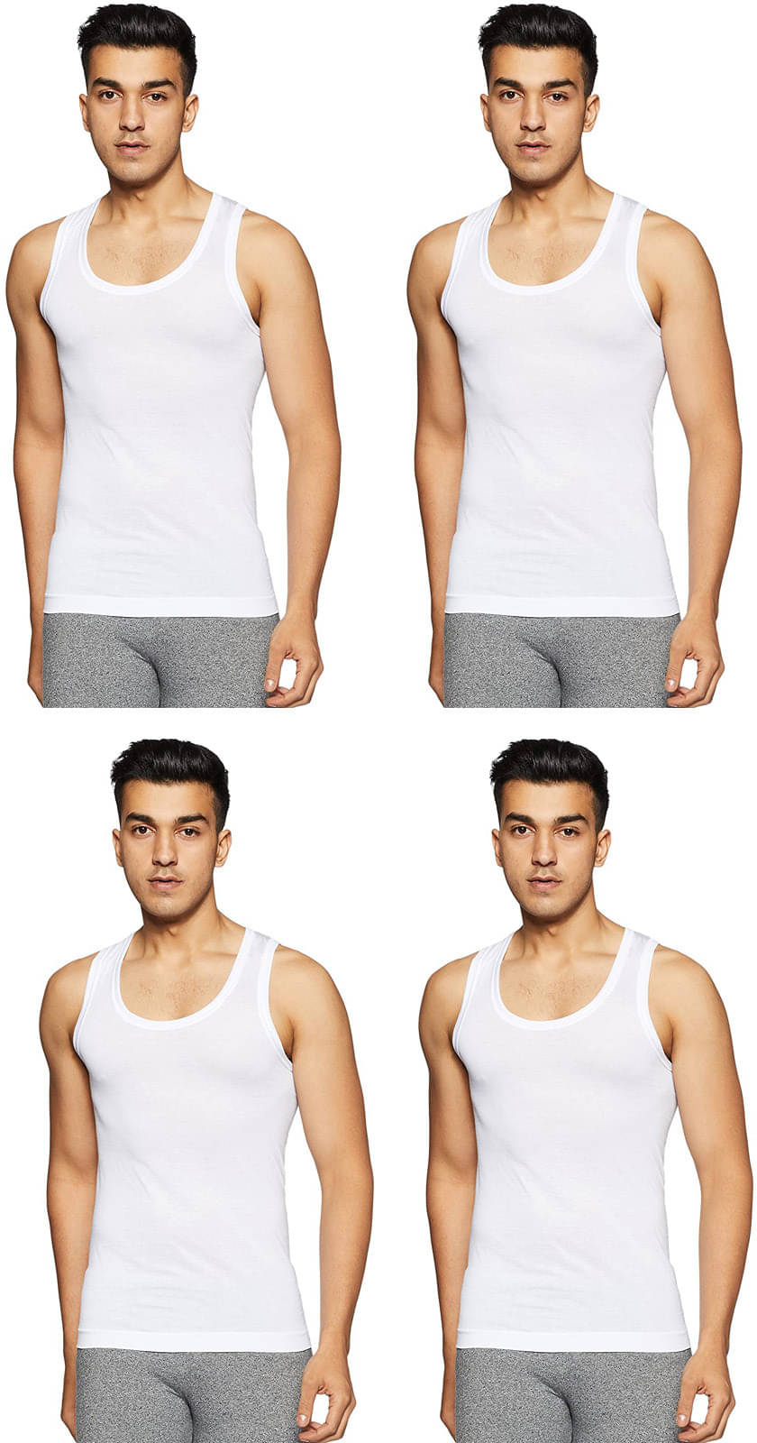     			Rupa Frontline Pack of 4 Cotton Basic Vest For Men ( White )