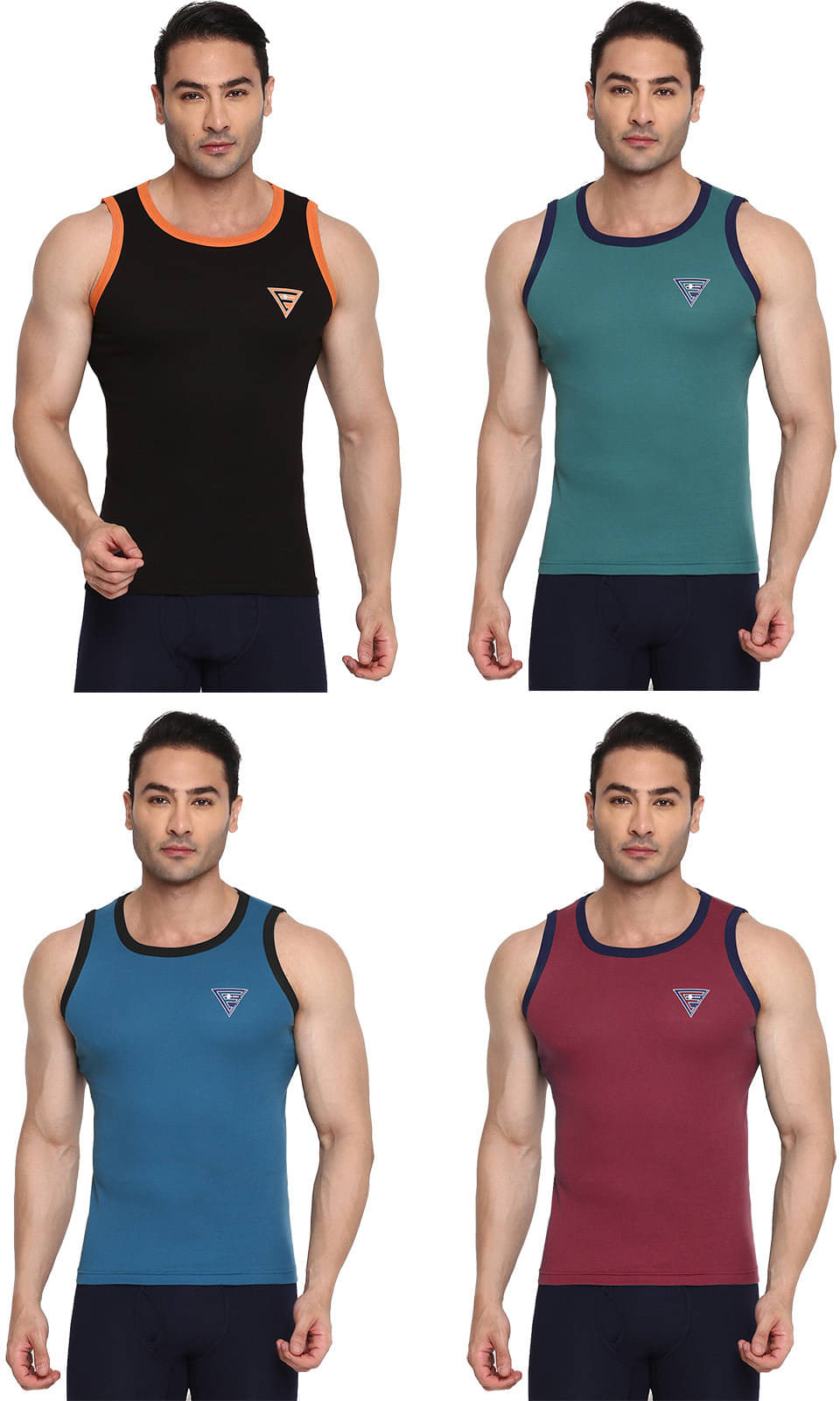 Rupa Frontline Pack of 4 Cotton Basic Vest For Men ( Multicolor ) Rupa Frontline Pack of 4 Cotton Basic Vest For Men ( Multicolor )