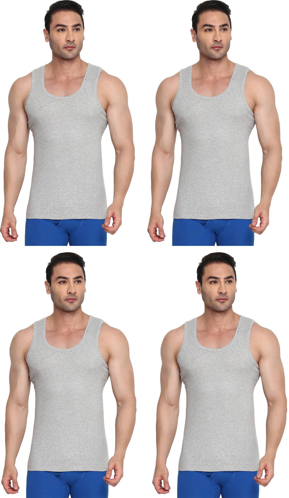 Rupa Frontline Pack of 4 Cotton Basic Vest For Men ( Grey ) Rupa Frontline Pack of 4 Cotton Basic Vest For Men ( Grey )