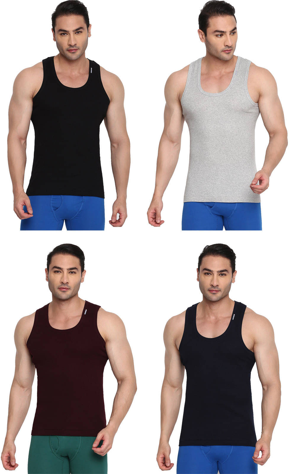 Rupa Frontline Pack of 4 Cotton Basic Vest For Men ( Multicolor ) Rupa Frontline Pack of 4 Cotton Basic Vest For Men ( Multicolor )