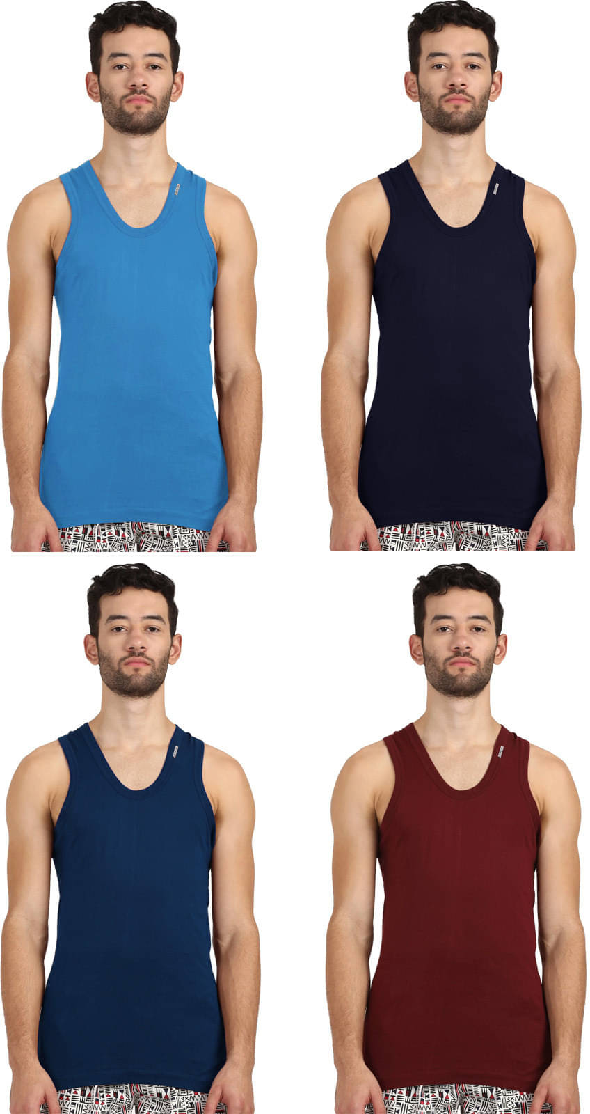 Rupa Frontline Pack of 4 Cotton Basic Vest For Men ( Multicolor ) Rupa Frontline Pack of 4 Cotton Basic Vest For Men ( Multicolor )