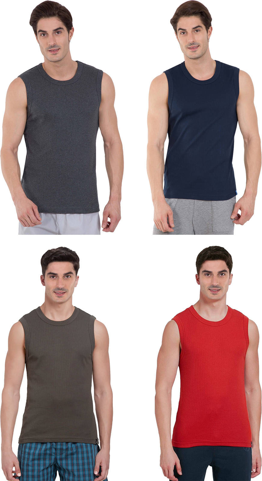     			Rupa Frontline Pack of 4 Cotton Basic Vest For Men ( Multicolor )
