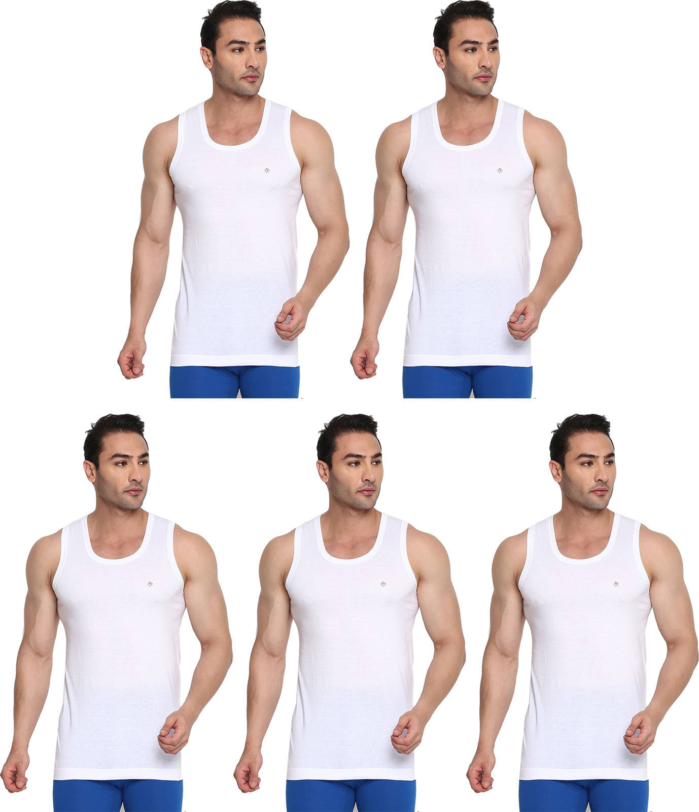     			Rupa Frontline Pack of 5 Cotton Basic Vest For Men ( Multicolor )