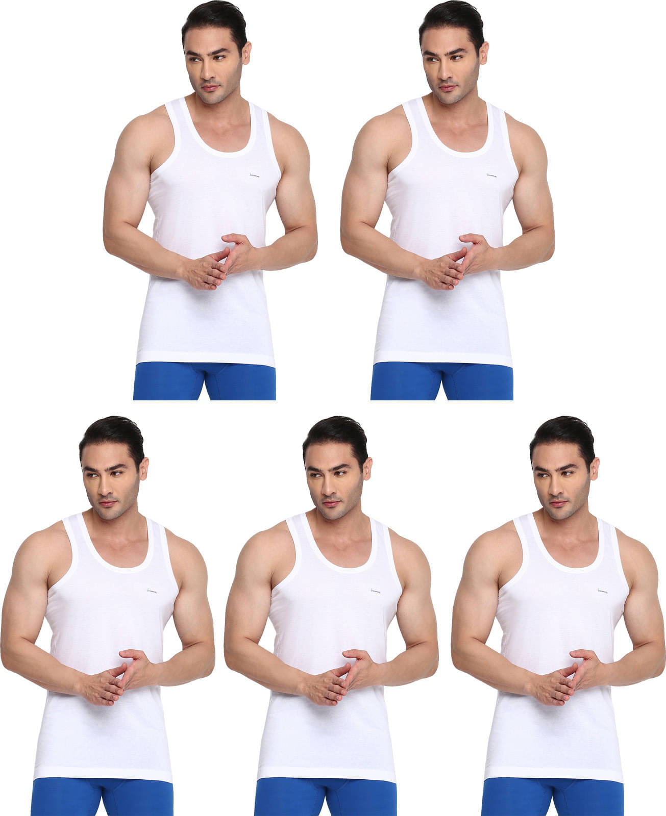Rupa Frontline Pack of 5 Cotton Basic Vest For Men ( White ) Rupa Frontline Pack of 5 Cotton Basic Vest For Men ( White )