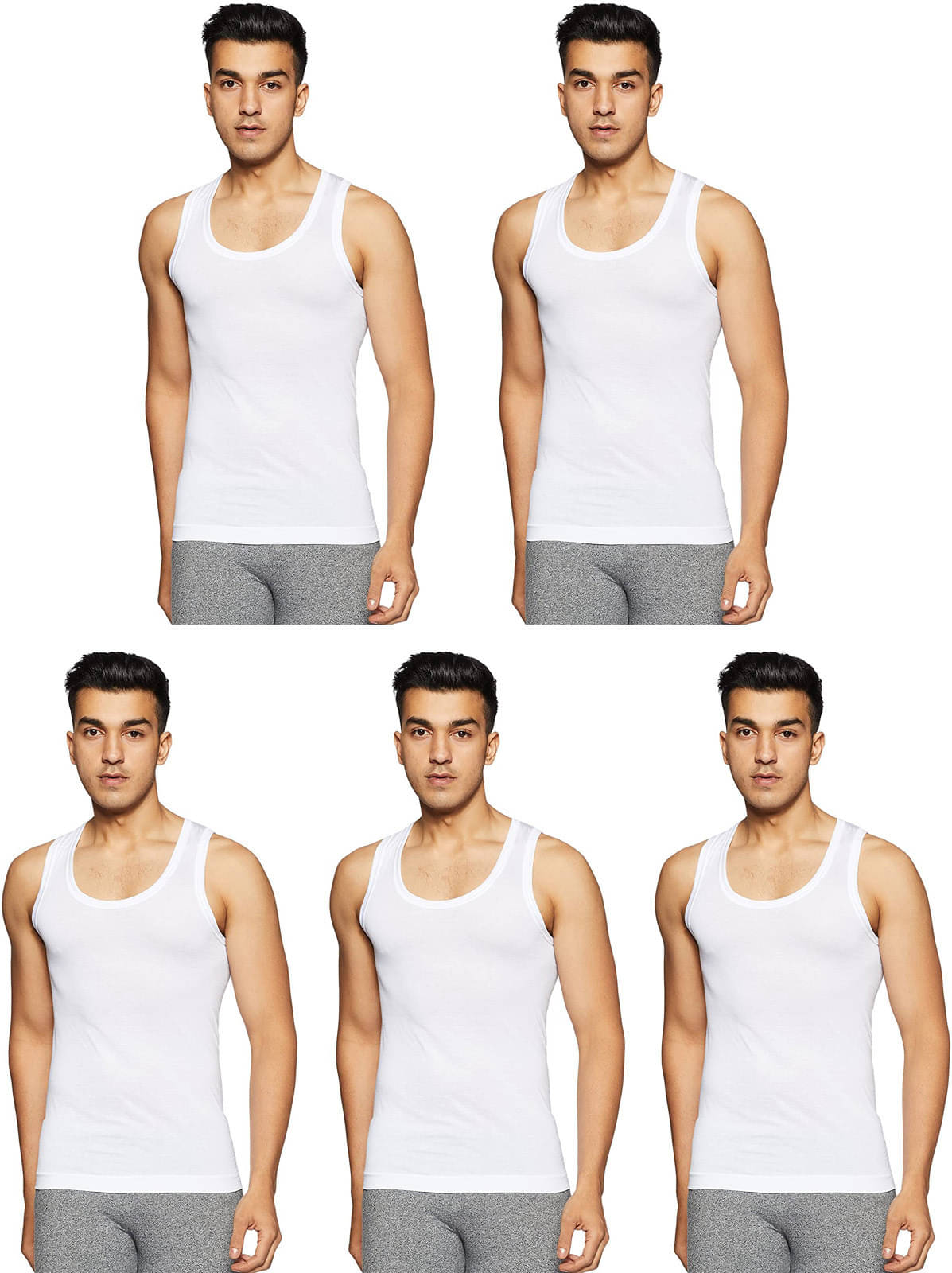 Rupa Frontline Pack of 5 Cotton Basic Vest For Men ( White ) Rupa Frontline Pack of 5 Cotton Basic Vest For Men ( White )