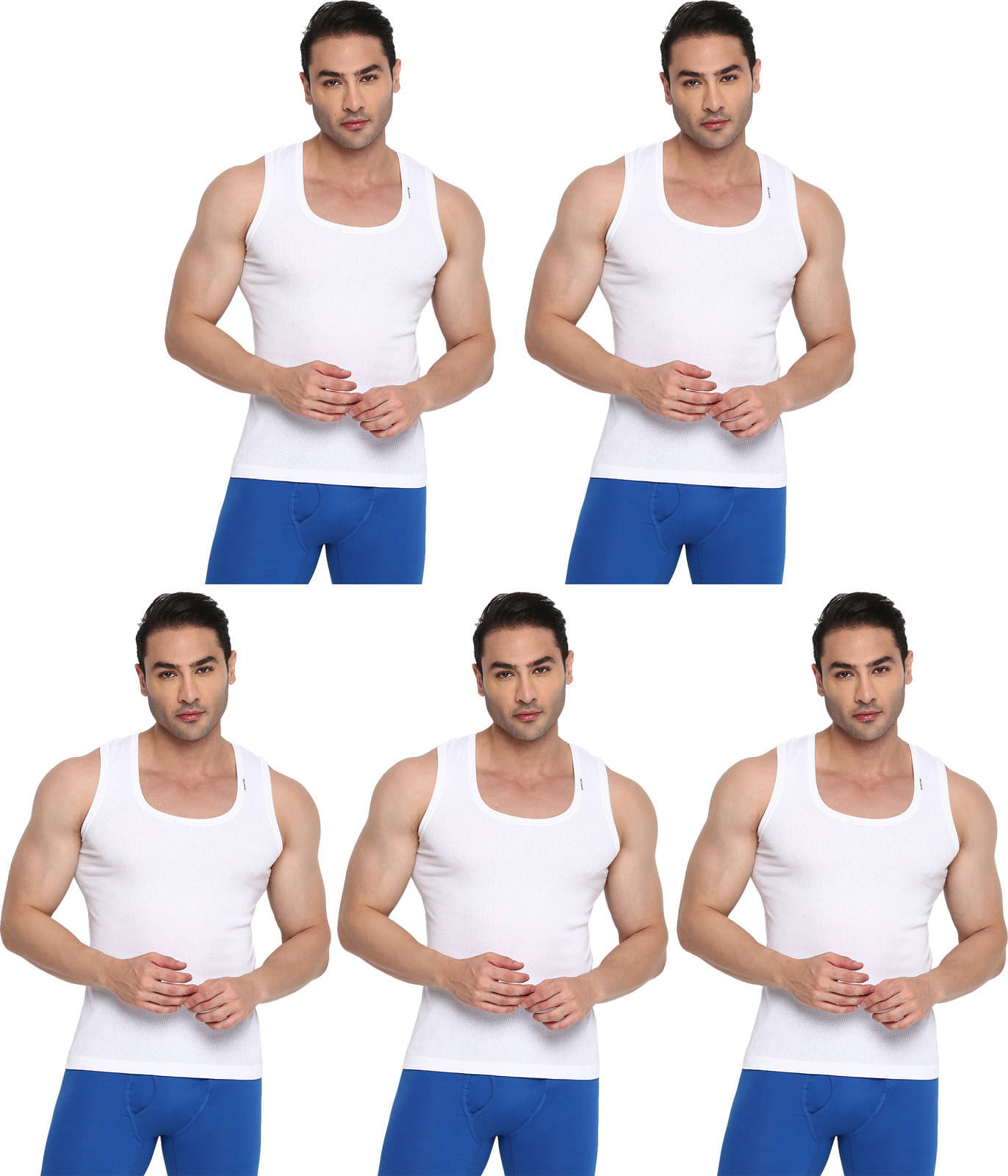 Rupa Frontline Pack of 5 Cotton Basic Vest For Men ( White ) Rupa Frontline Pack of 5 Cotton Basic Vest For Men ( White )