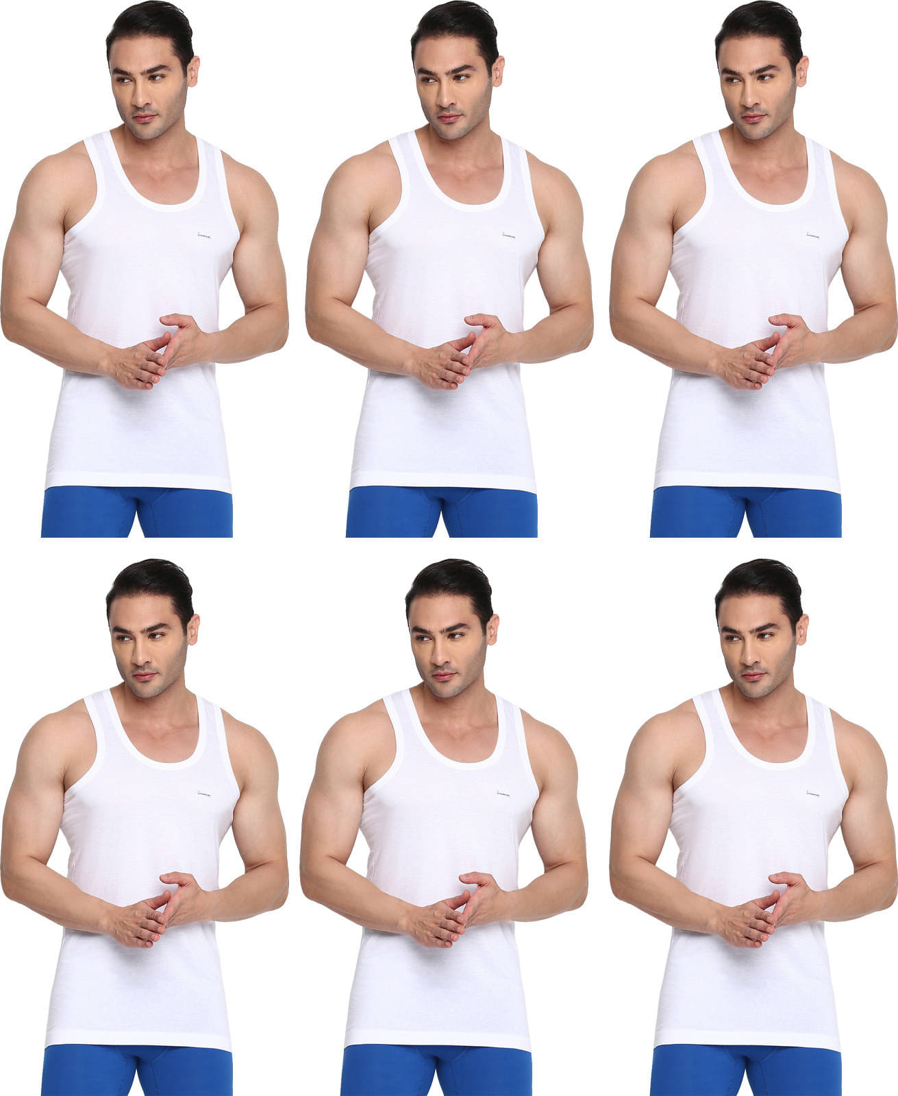     			Rupa Frontline Pack of 6 Cotton Basic Vest For Men ( White )