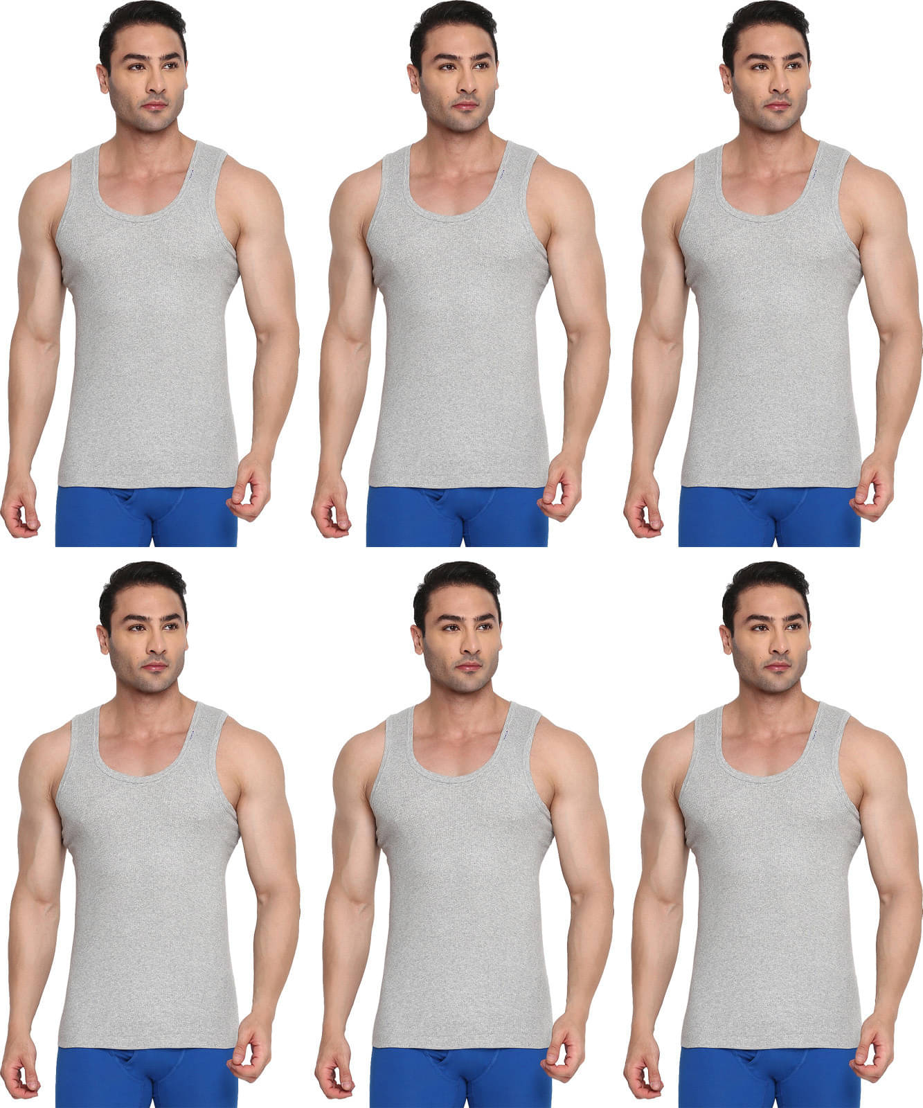     			Rupa Frontline Pack of 6 Cotton Basic Vest For Men ( Grey )