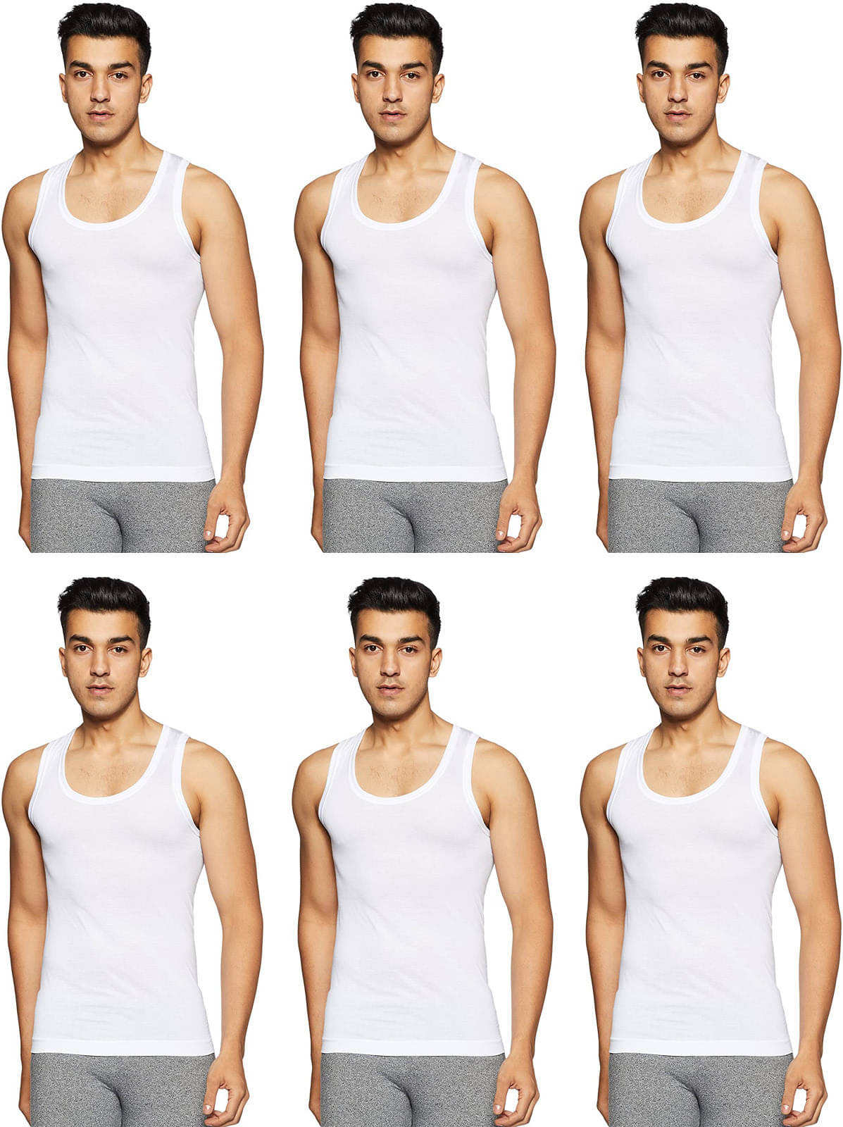     			Rupa Frontline Pack of 6 Cotton Basic Vest For Men ( White )