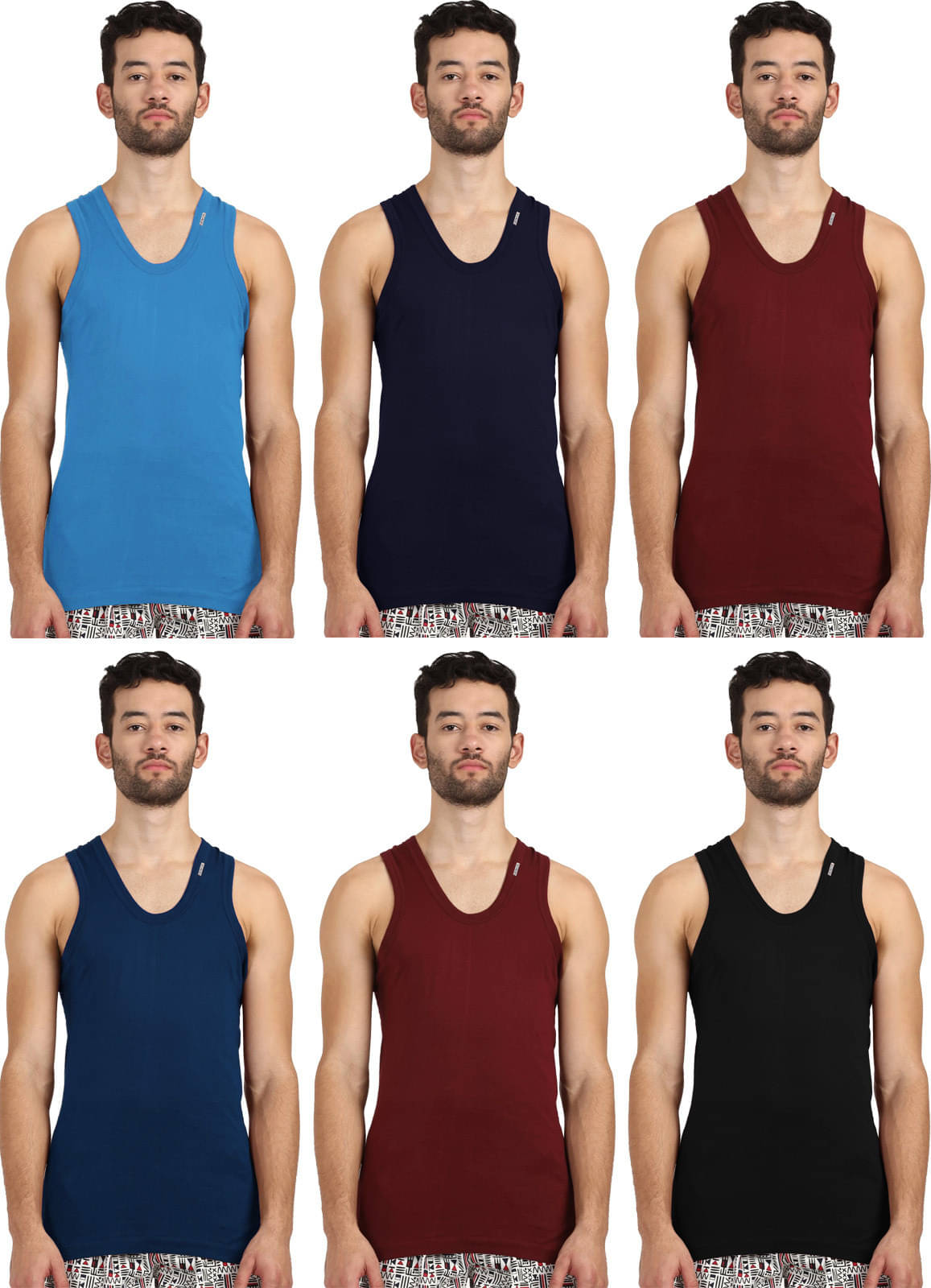 Rupa Frontline Pack of 6 Cotton Basic Vest For Men ( Multicolor ) Rupa Frontline Pack of 6 Cotton Basic Vest For Men ( Multicolor )