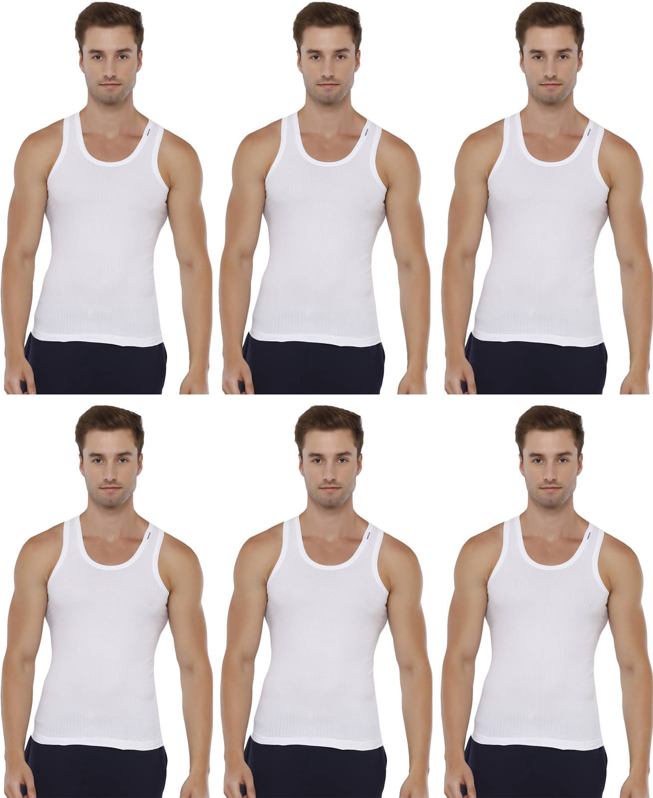    			Rupa Frontline Pack of 6 Cotton Basic Vest For Men ( White )