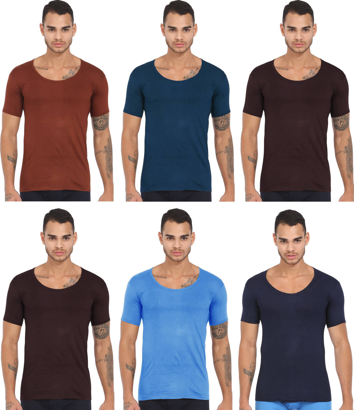 Rupa Frontline Pack of 6 Cotton Basic Vest For Men ( Multicolor ) Rupa Frontline Pack of 6 Cotton Basic Vest For Men ( Multicolor )