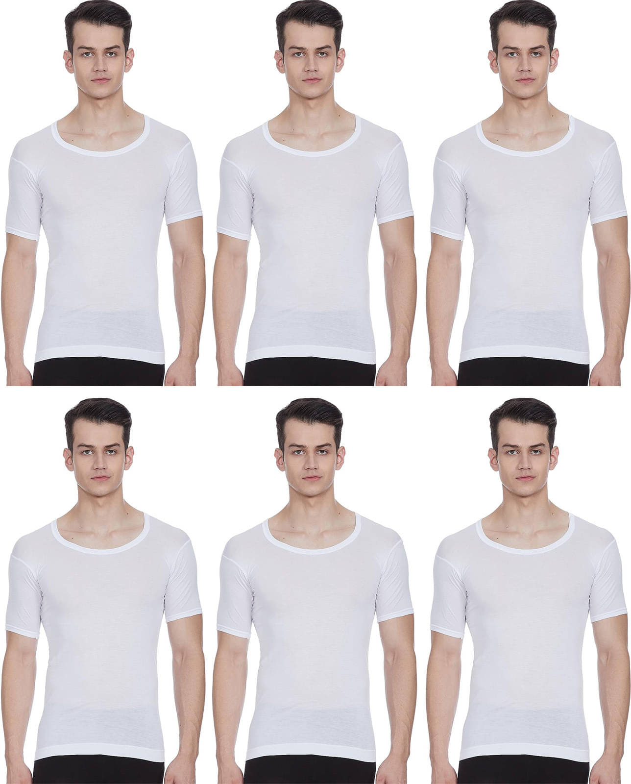     			Rupa Frontline Pack of 6 Cotton Basic Vest For Men ( White )