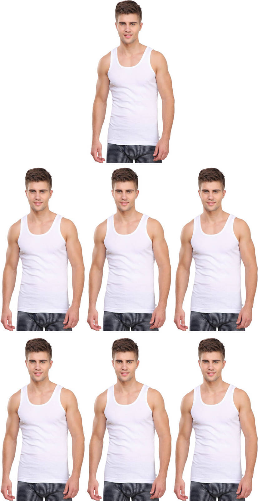 Rupa Frontline Pack of 7 Cotton Basic Vest For Men ( White ) Rupa Frontline Pack of 7 Cotton Basic Vest For Men ( White )