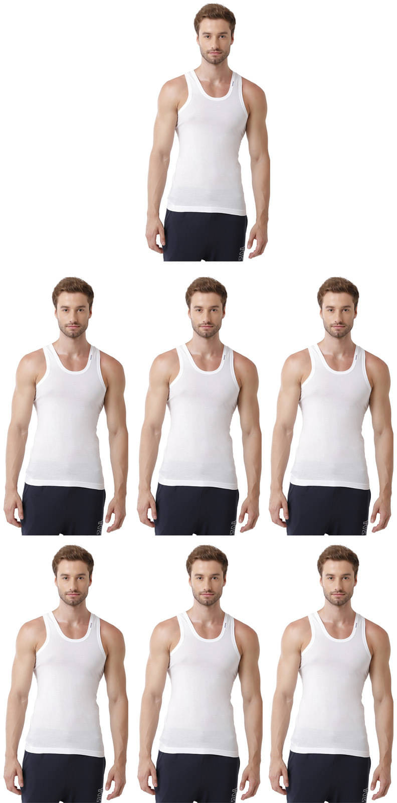 Rupa Frontline Pack of 7 Cotton Basic Vest For Men ( White ) Rupa Frontline Pack of 7 Cotton Basic Vest For Men ( White )