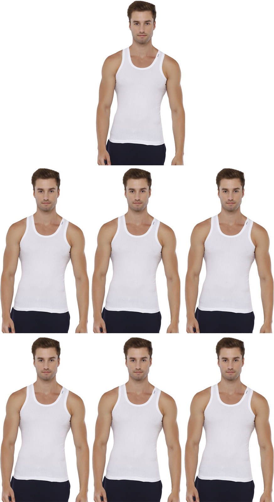 Rupa Frontline Pack of 7 Cotton Basic Vest For Men ( White ) Rupa Frontline Pack of 7 Cotton Basic Vest For Men ( White )