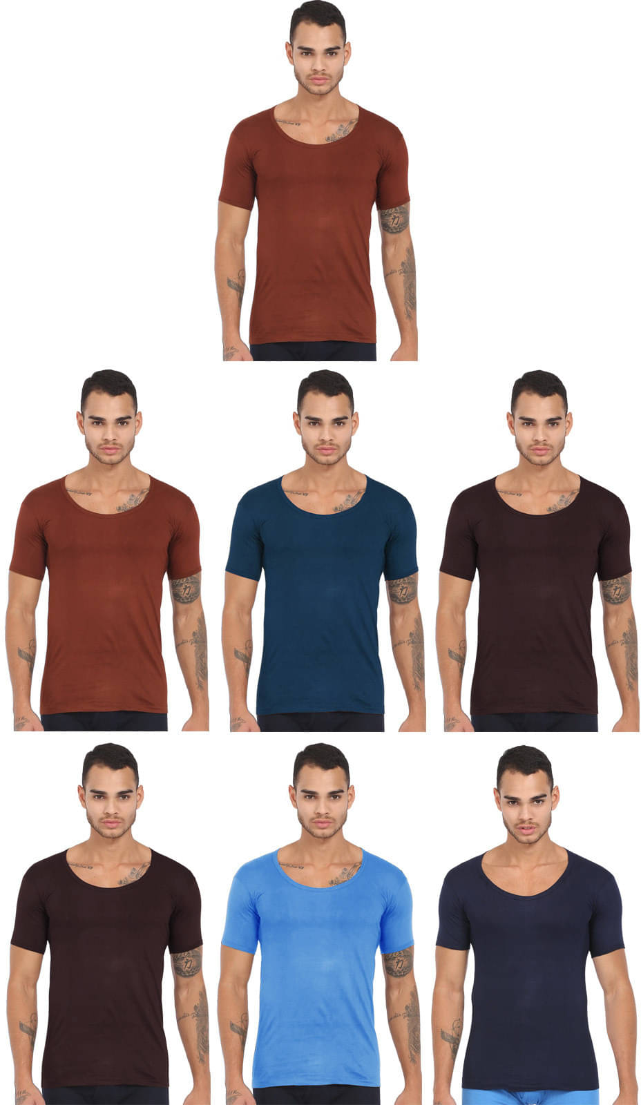     			Rupa Frontline Pack of 7 Cotton Basic Vest For Men ( Multicolor )