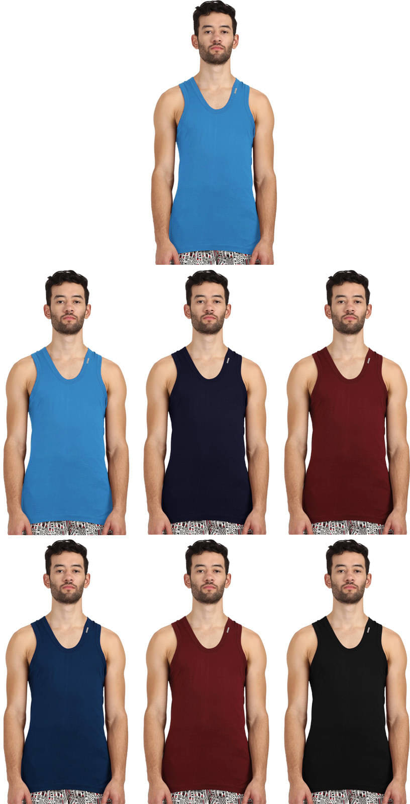 Rupa Frontline Pack of 7 Cotton Basic Vest For Men ( Multicolor ) Rupa Frontline Pack of 7 Cotton Basic Vest For Men ( Multicolor )
