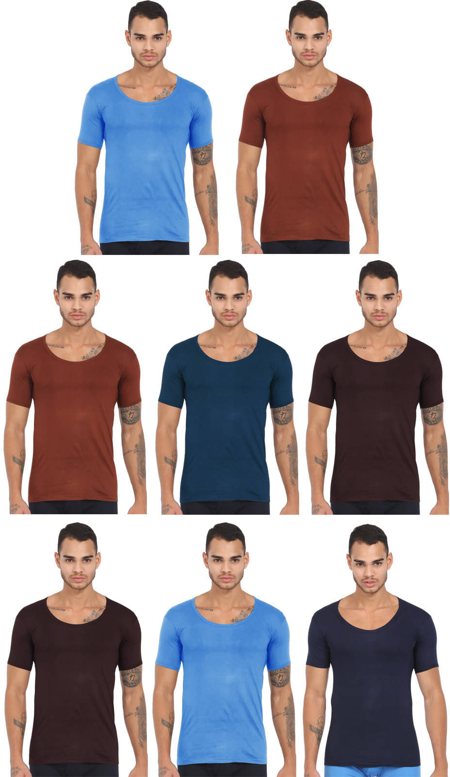 Rupa Frontline Pack of 8 Cotton Basic Vest For Men ( Multicolor ) Rupa Frontline Pack of 8 Cotton Basic Vest For Men ( Multicolor )